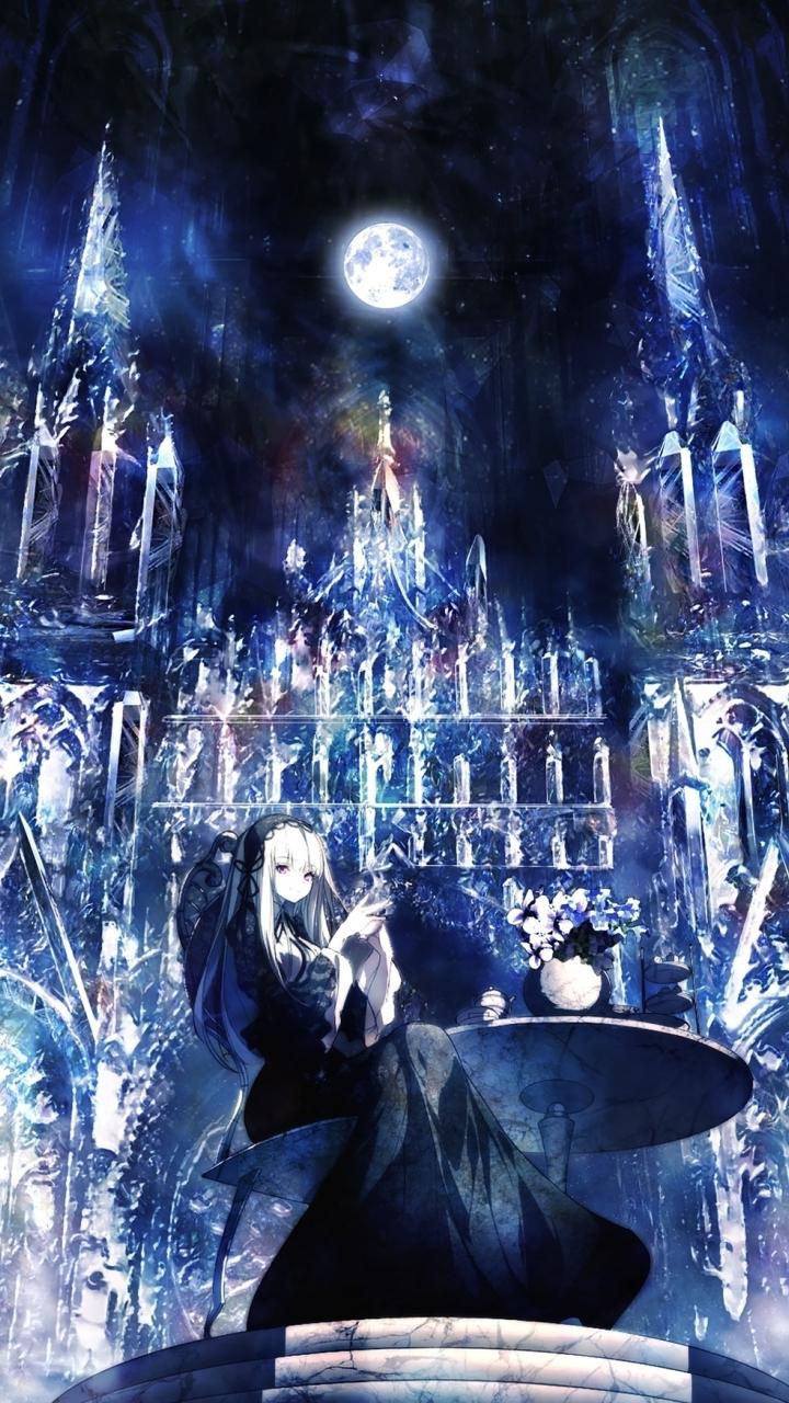 720x1280 Wallpaper Anime Girl, Black Dress, Gothic, Castle:3500x1750