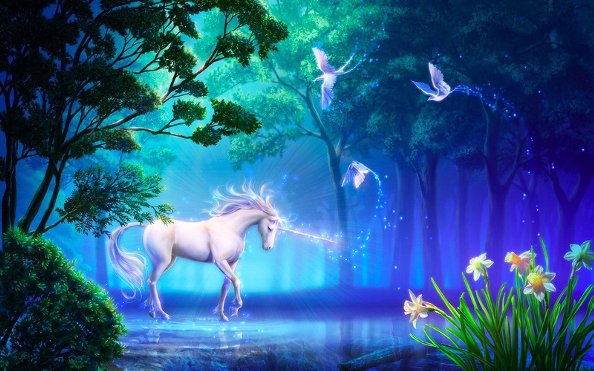 1920x1200 Moonlight Unicorn Wallpaper