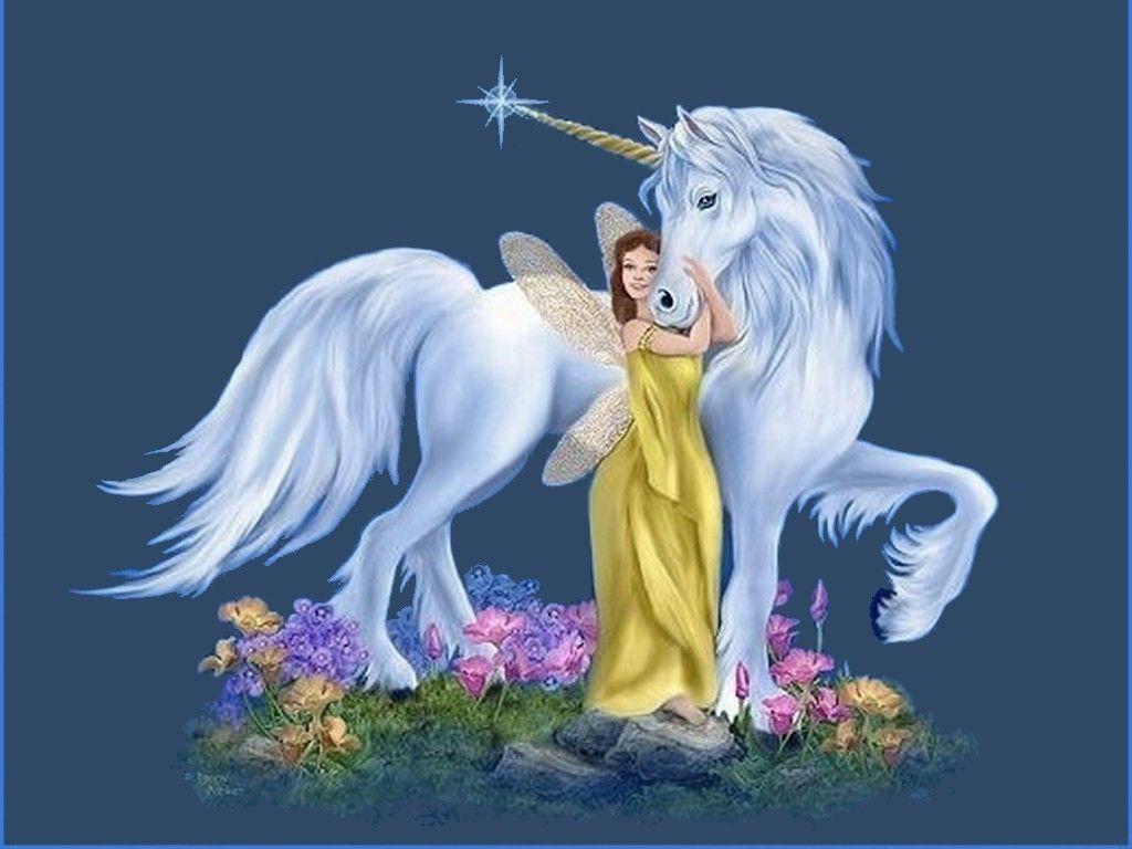 1024x768 Fairy And Unicorn Wallpaper