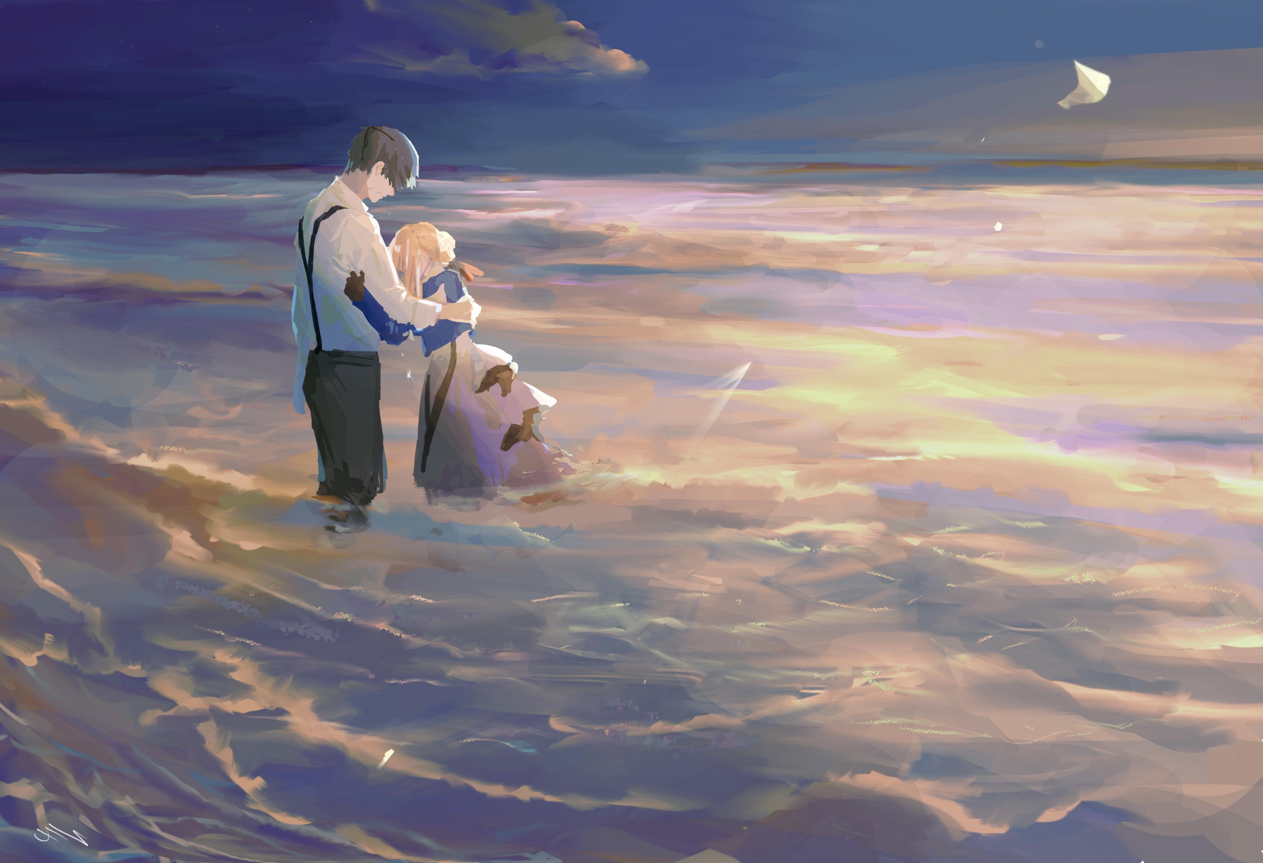 4077x2785 Wallpaper Couple, Violet Evergarden, Romance, Gilbert Bougainvillea, Beyond The Clouds:4077x2785