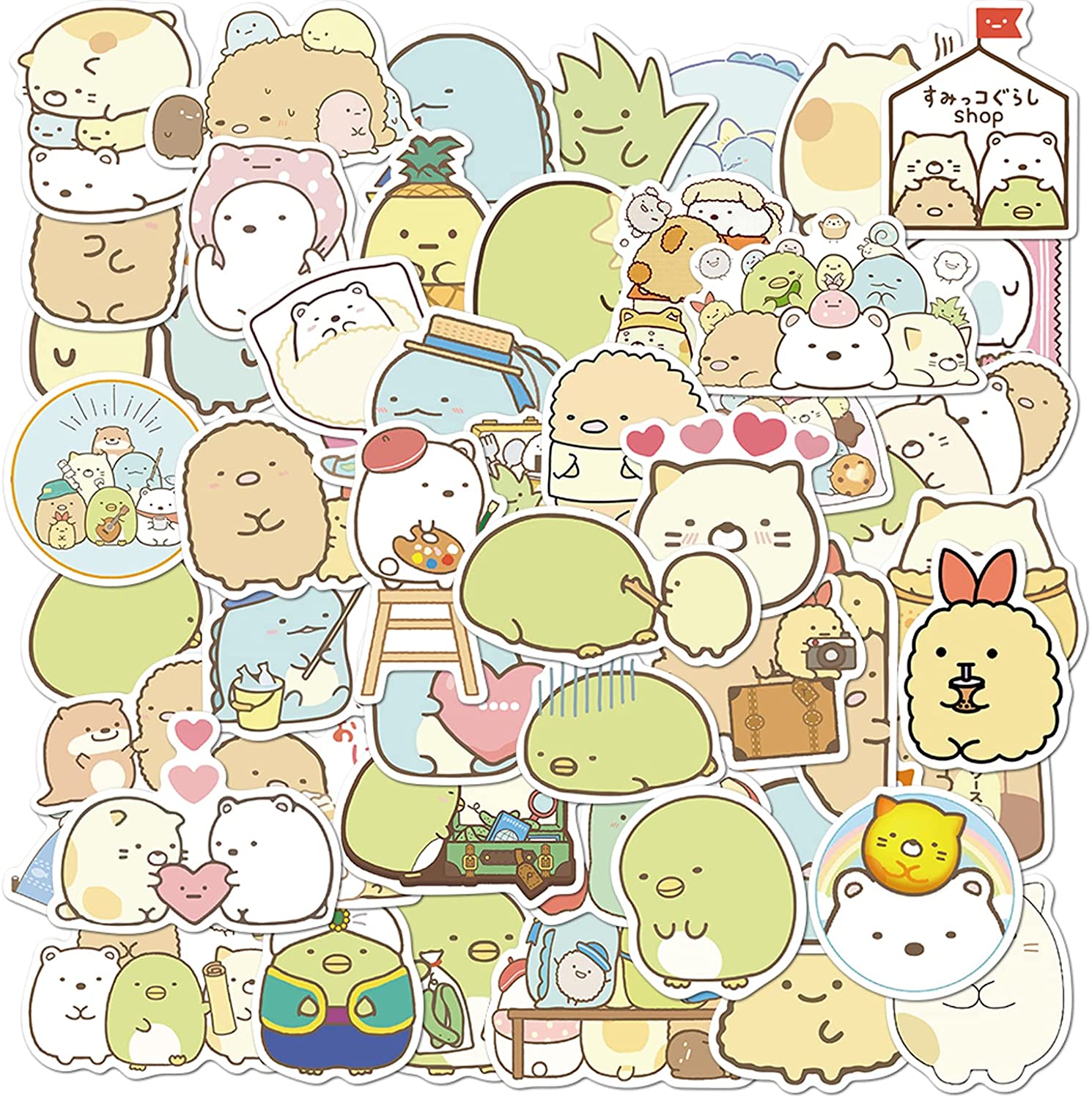 1490x1500 Kawaii Sumikko gurashi Stickers. 50 Pcak. Cute Vinyl Waterproof Stickers for Laptop, Bumper, Water Bottles, Computer, Phone, Hard hat, Car Stickers and Decals, Teens Stickers for Kids