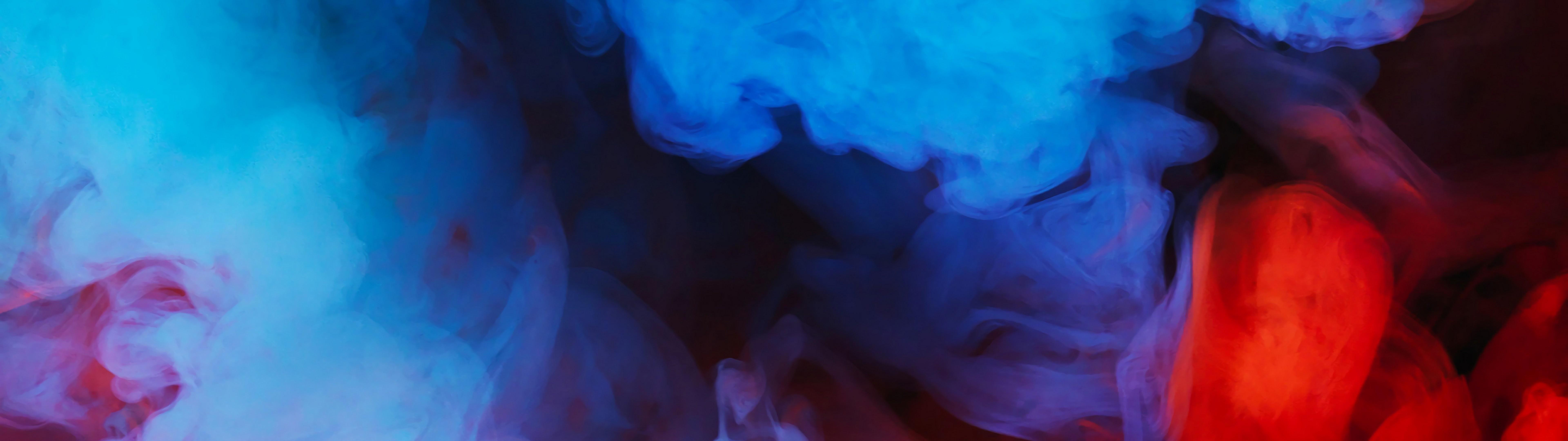 7680x2160 Blue Red Smoke Abstract 4K Wallpaper