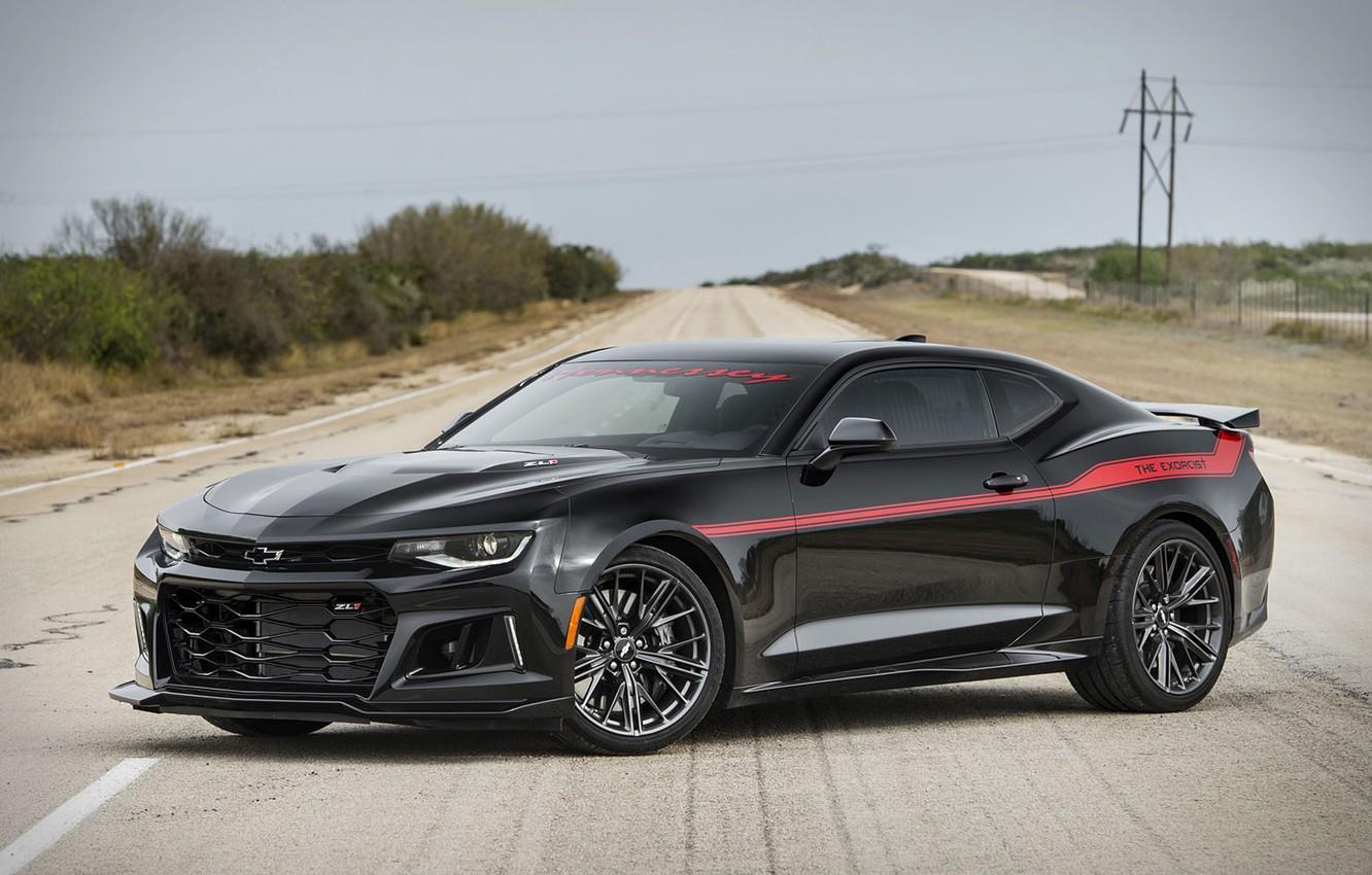 1332x850 Wallpaper road, Chevrolet, Camaro, Camaro, black, side, Chevrolet Camaro, Hennessey, Chevrolet Camaro Exorcist image for desktop, section chevrolet