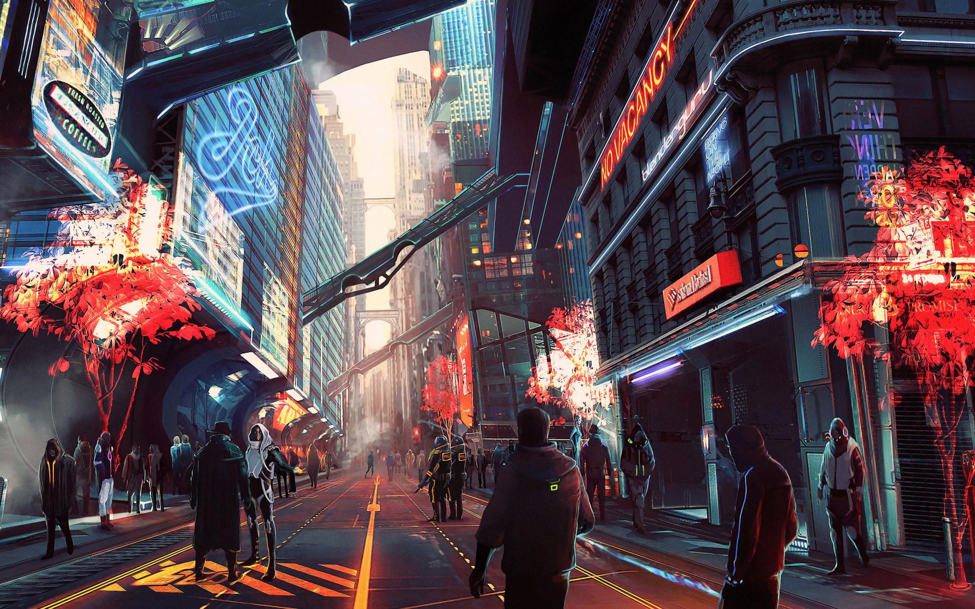 1920x1200 Wallpaper Artwork, Futuristic City, Cyberpunk • Wallpaper For You
