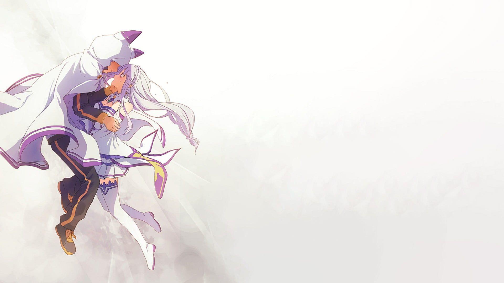 1920x1080 Male and female anime character illustration, Re:Zero Kara Hajimeru