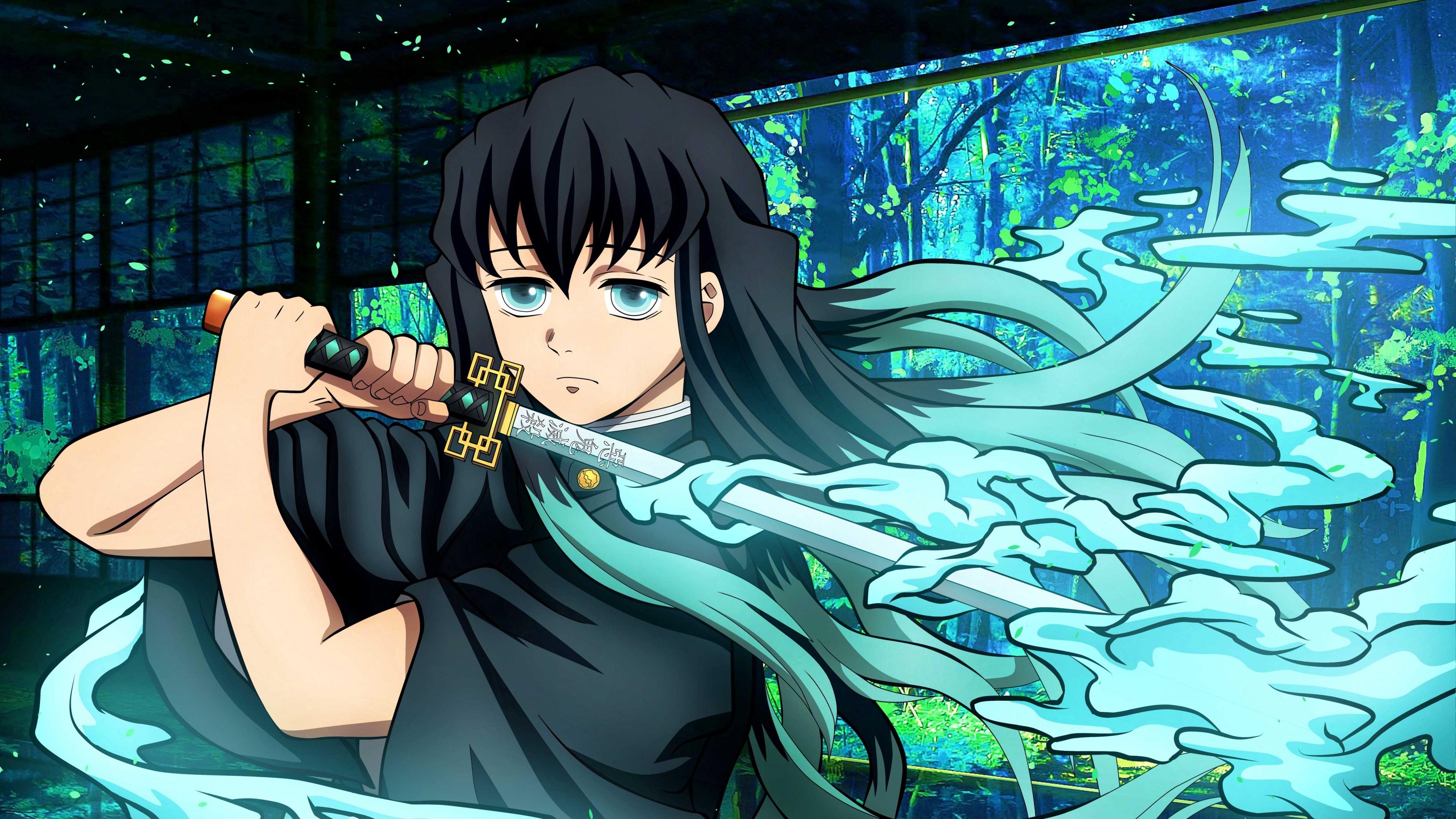 3840x2160 Muichiro Tokito With Sword 4K 5K HD Demon Slayer Kimetsu no Yaiba Wallpaper