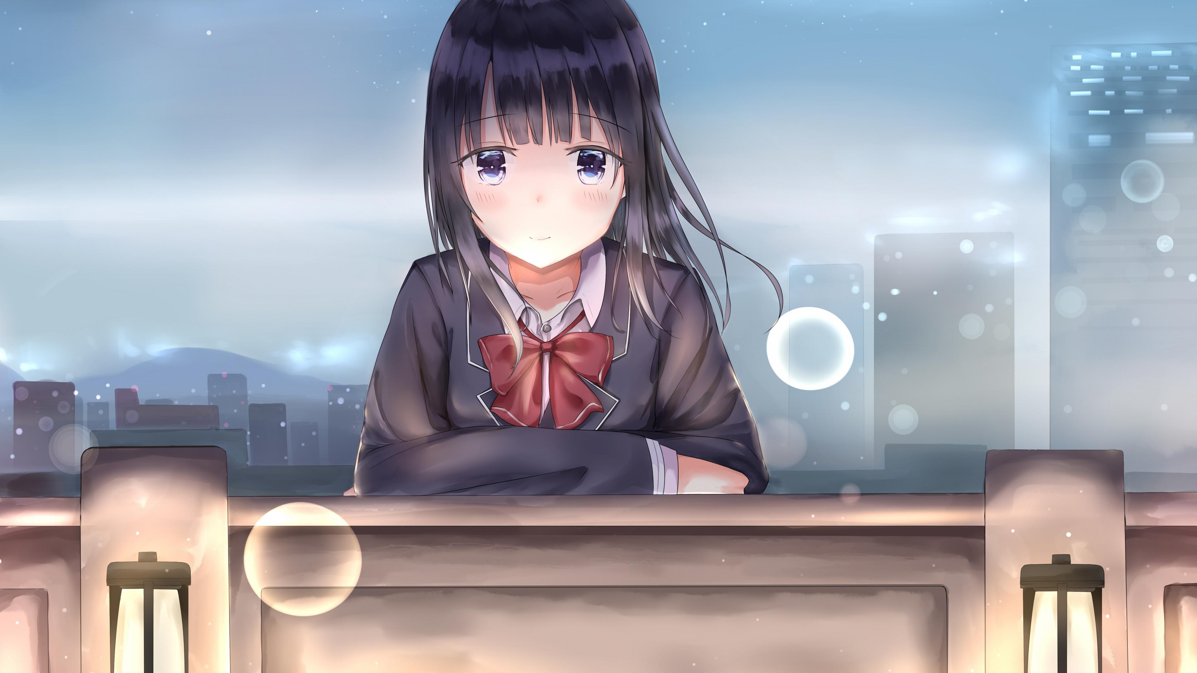 3840x2160 Download 3840x2160 school uniform, anime girl, cute, sad 4k wallpaper, uhd wallpaper, 16:9 widescreen wallpaper, 3840x2160 HD image, background, 2907