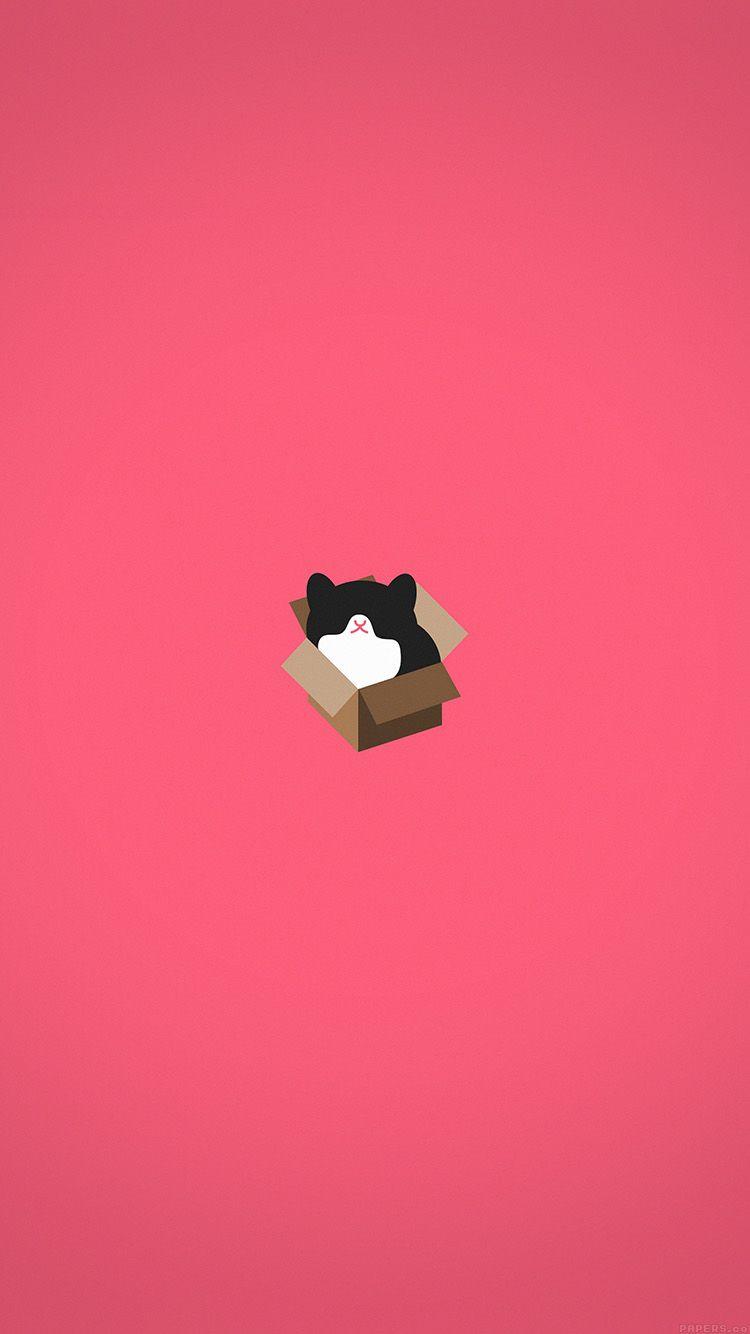 750x1334 Cat Box Red Illust Animal Art Minimal. Wallpaper And Characters