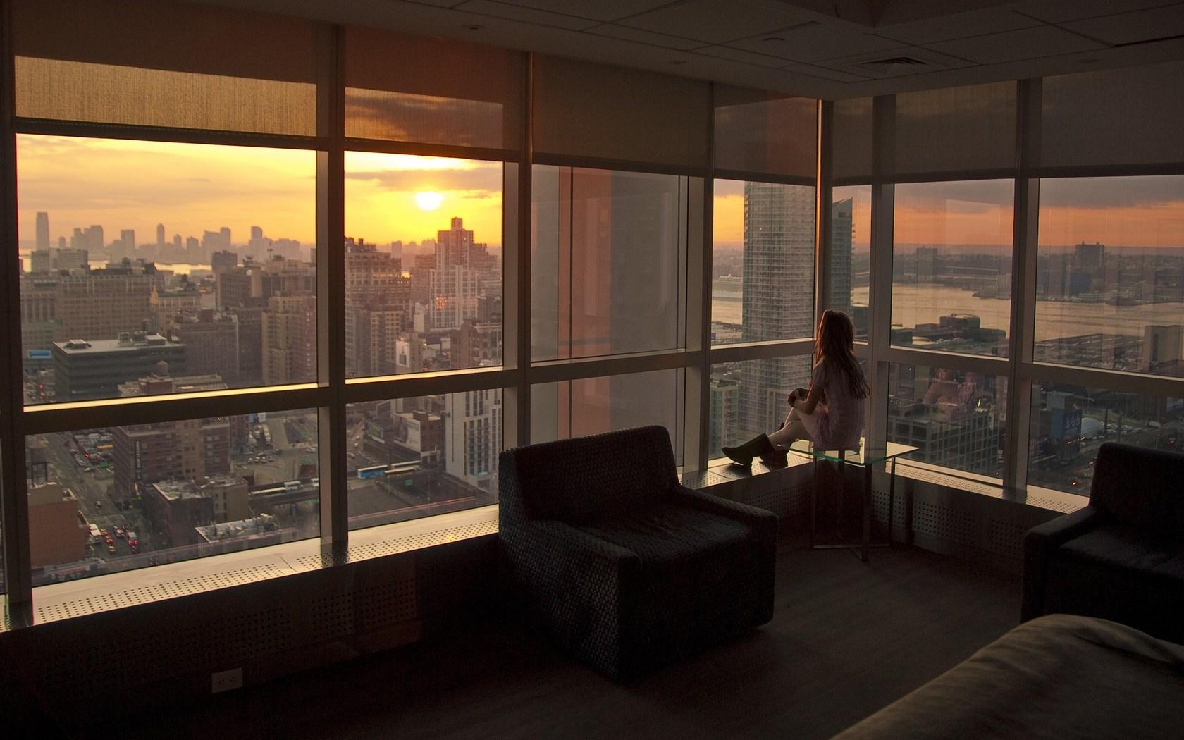 1680x1050 Download Wallpaper sunset usa skyscrapers dawn sunrise new york night hotel city lights, 1680x Hotel room with a beautiful view of New York