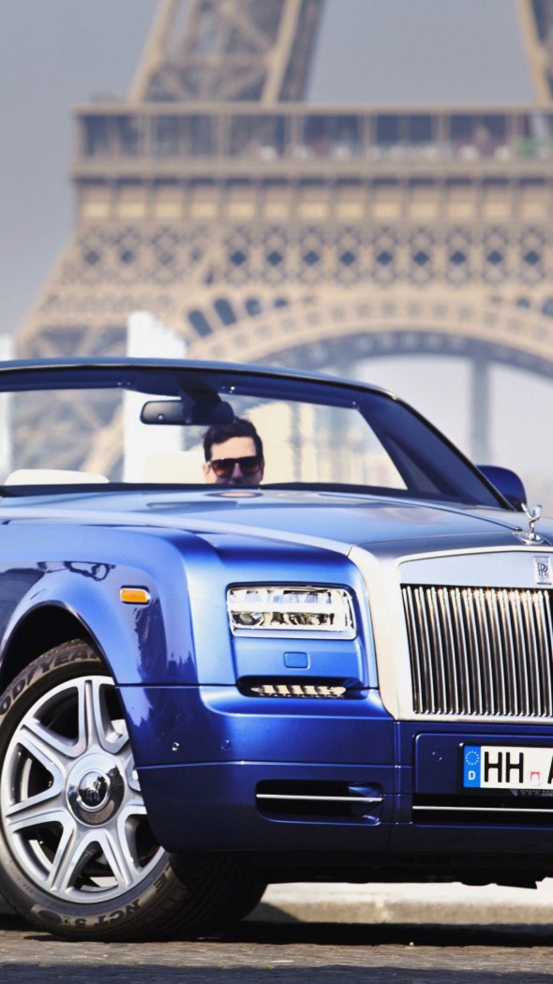 1080x1920 HD Background Rolls Royce Phantom Convertible Dark Blue Front Side