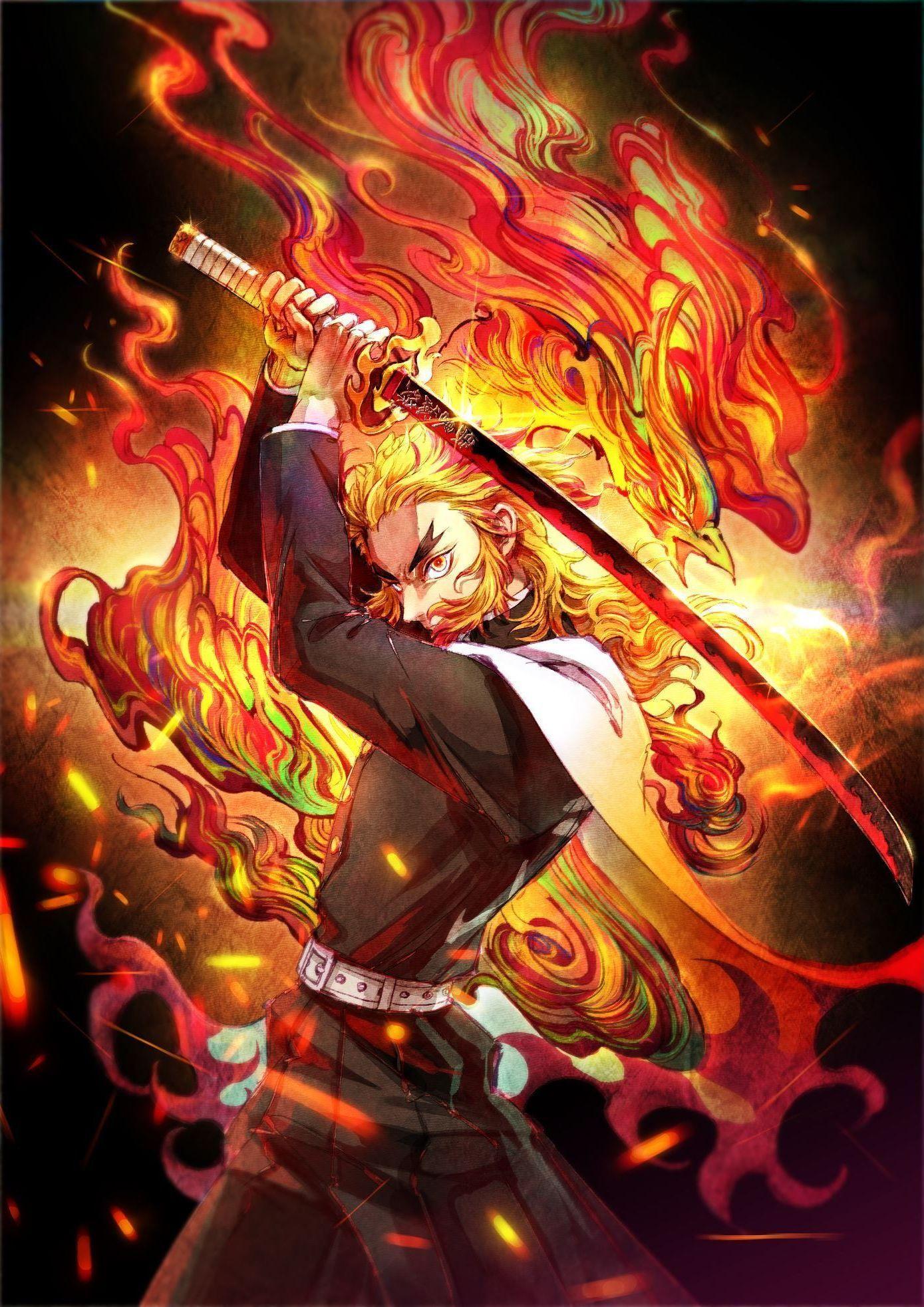 1389x1965 Rengoku Wallpaper for mobile phone, tablet, desktop computer and other devices HD and 4K wallpaper. Slayer, Demon, Android wallpaper anime
