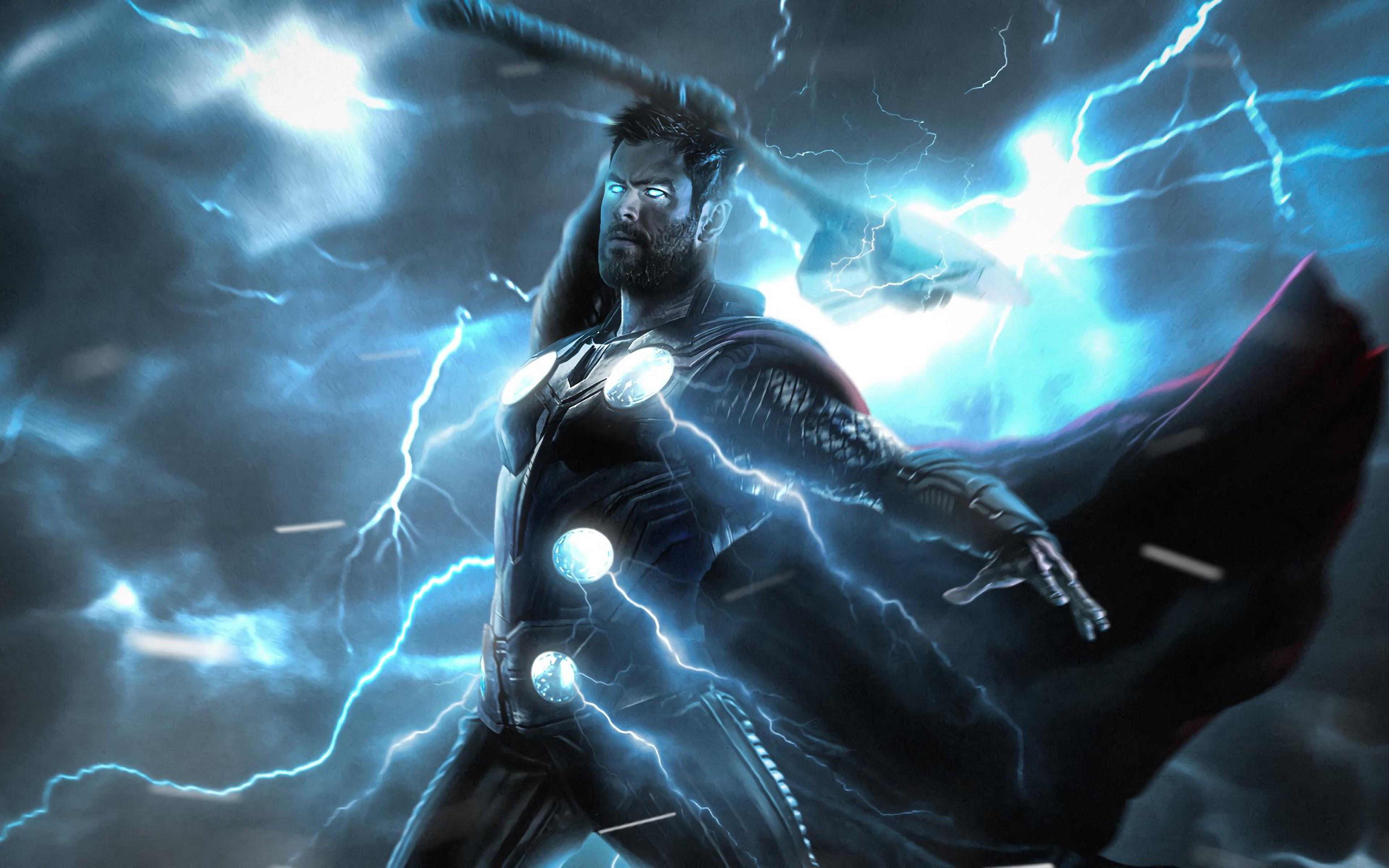 3840x2400 Avengers: Endgame Thor Strombreaker Axe Lightning 4K Wallpaper