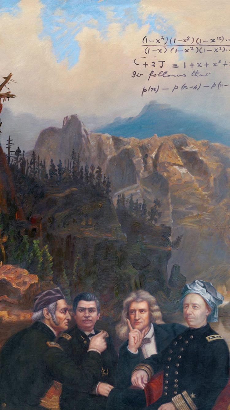 750x1334 Gauss, Ramanujan, Newton, And Euler: A Painting Wallpaper