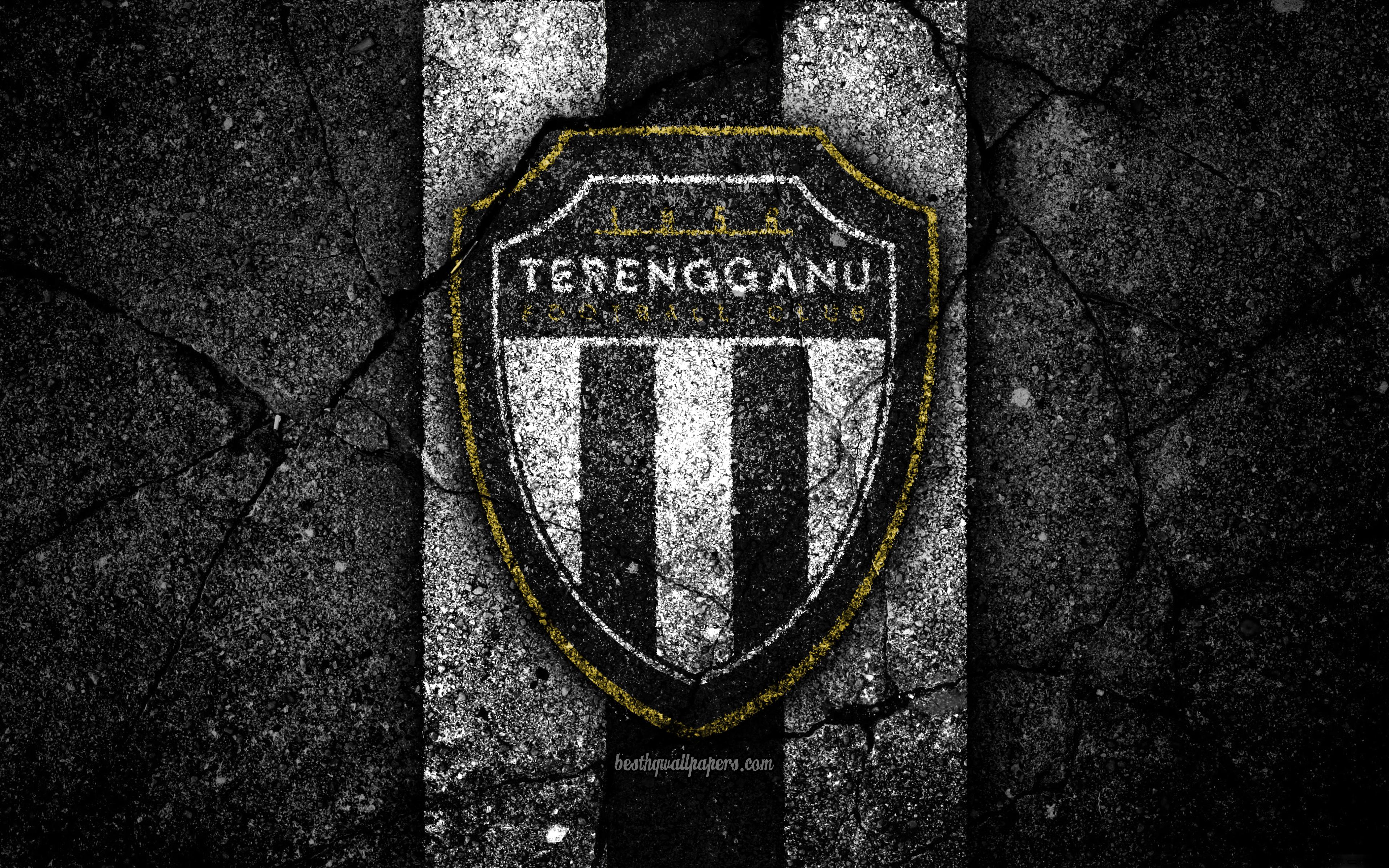 3840x2400 Download wallpaper Terengganu FC, 4k, logo, Malaysia Super League, football, soccer, black stone, Malaysia, Terengganu, asphalt texture, football club, FC Terengganu for desktop with resolution 3840x2400. High Quality HD picture wallpaper