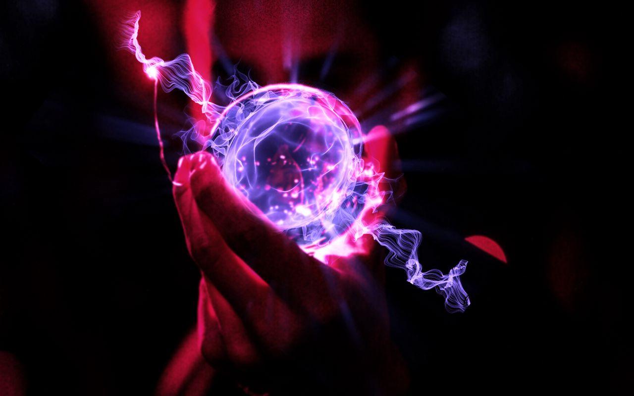 1280x800 Download wallpaper 1280x800 hand, ball, neon, silhouette, light widescreen 16:10 HD background