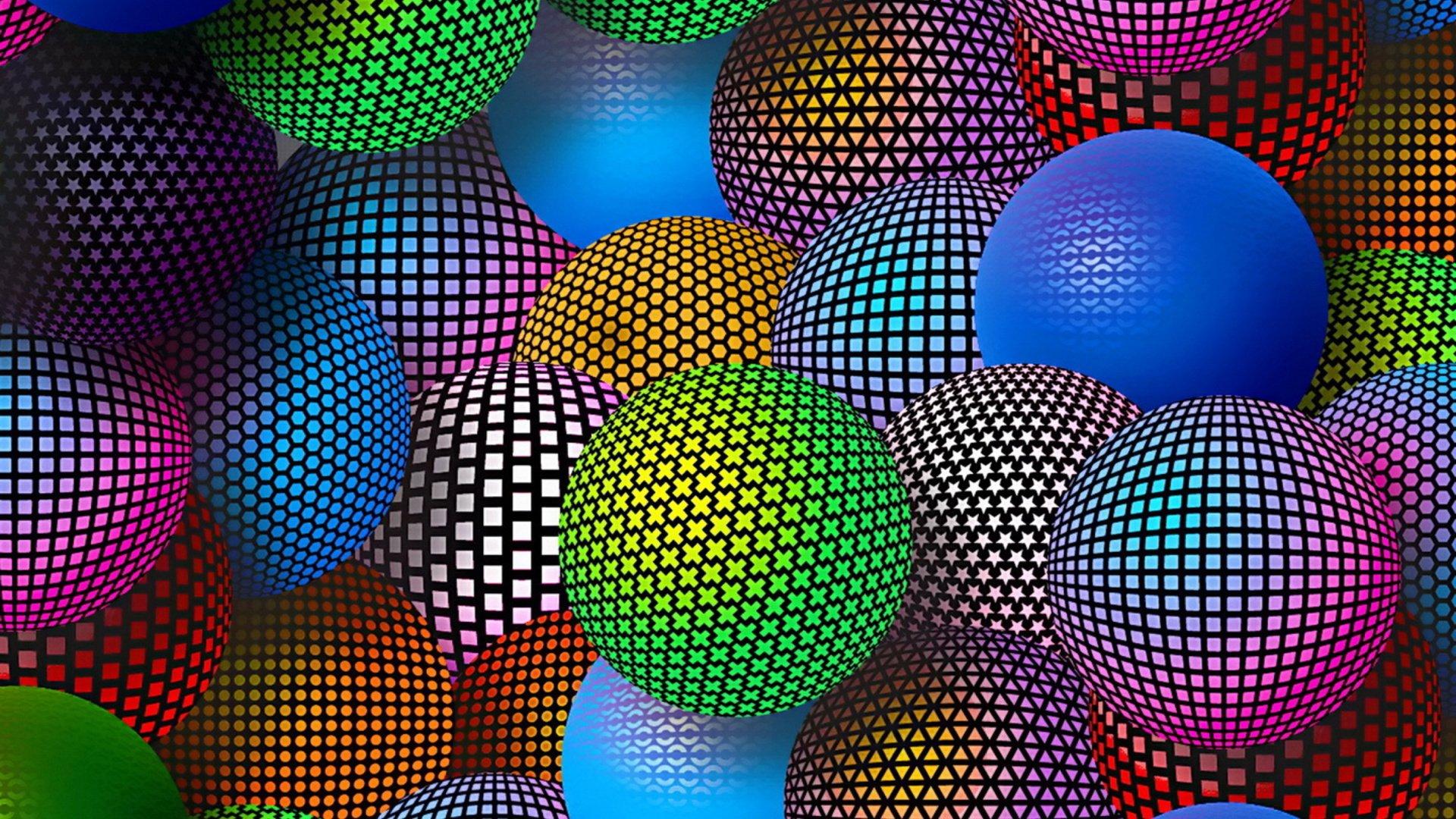 1920x1080 balls multi colored 3D neon balls colorful 3D neon.