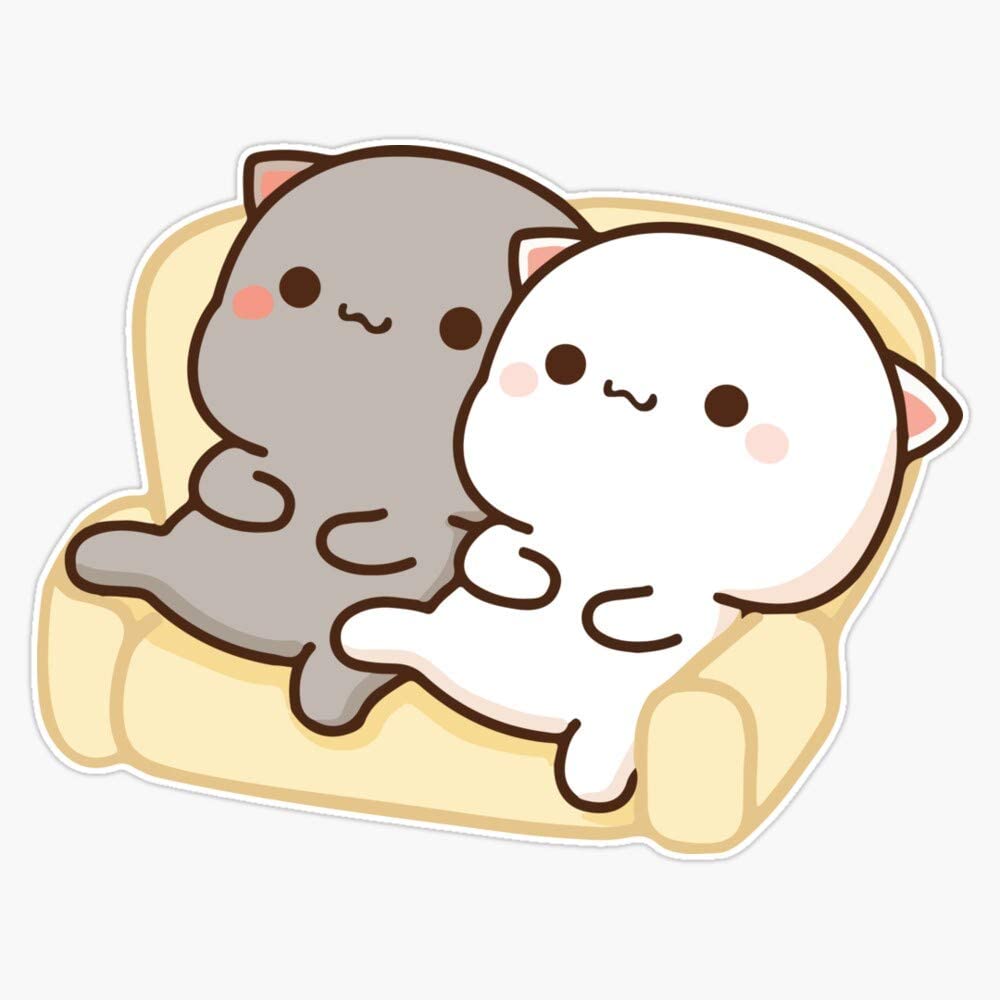 1000x1000 Peach And Goma Mochi Cat Couch Potato Waterproof Vinyl Window Bumper Sticker Decal 5