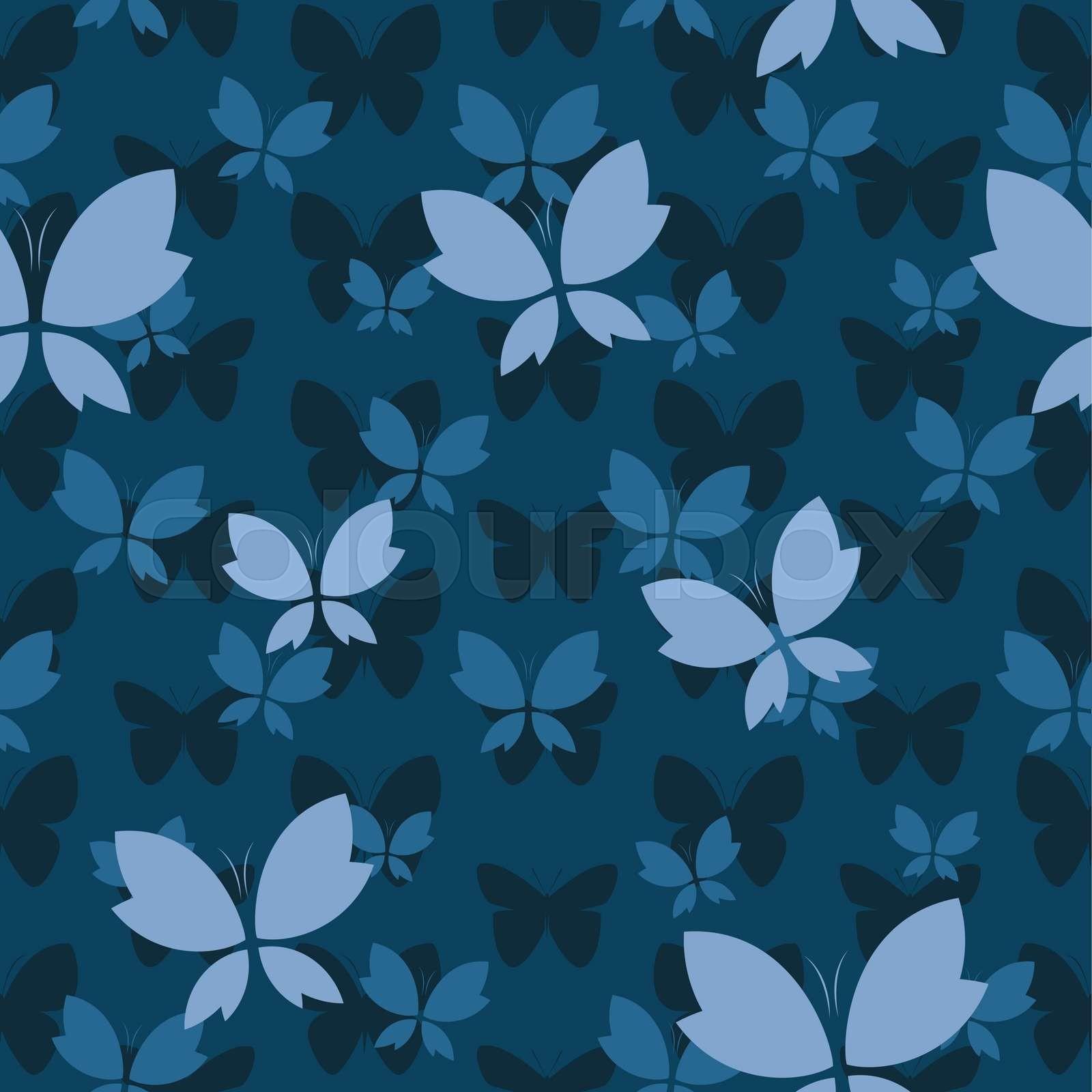 1600x1600 Vector seamless pattern with butterfly on dark blue background. wallpaper