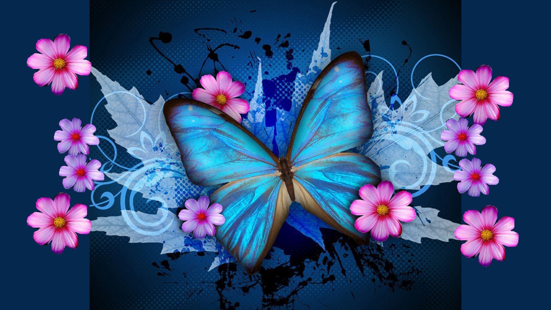 1920x1080 Blue Butterfly HD Wallpaper
