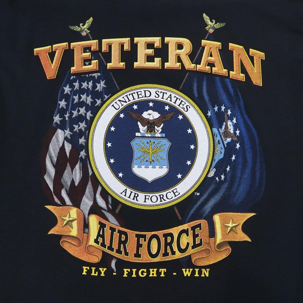 1001x1001 Air Force Veteran Seal Flags T Shirt (Black)