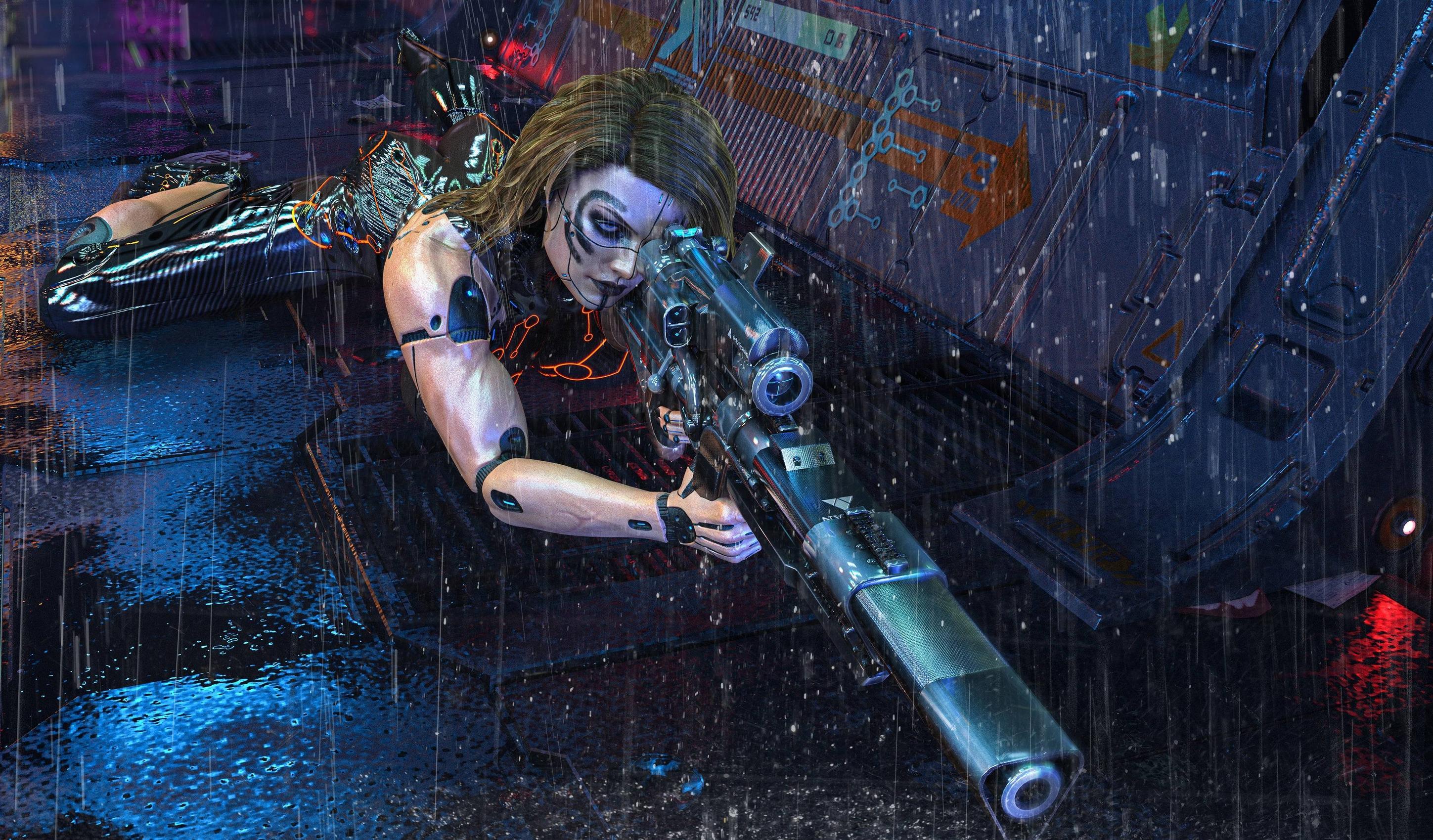 2898x1699 Cool Cyborg Sniper 2560x1080 Resolution Wallpaper, HD Fantasy 4K Wallpaper, Image, Photo and Background