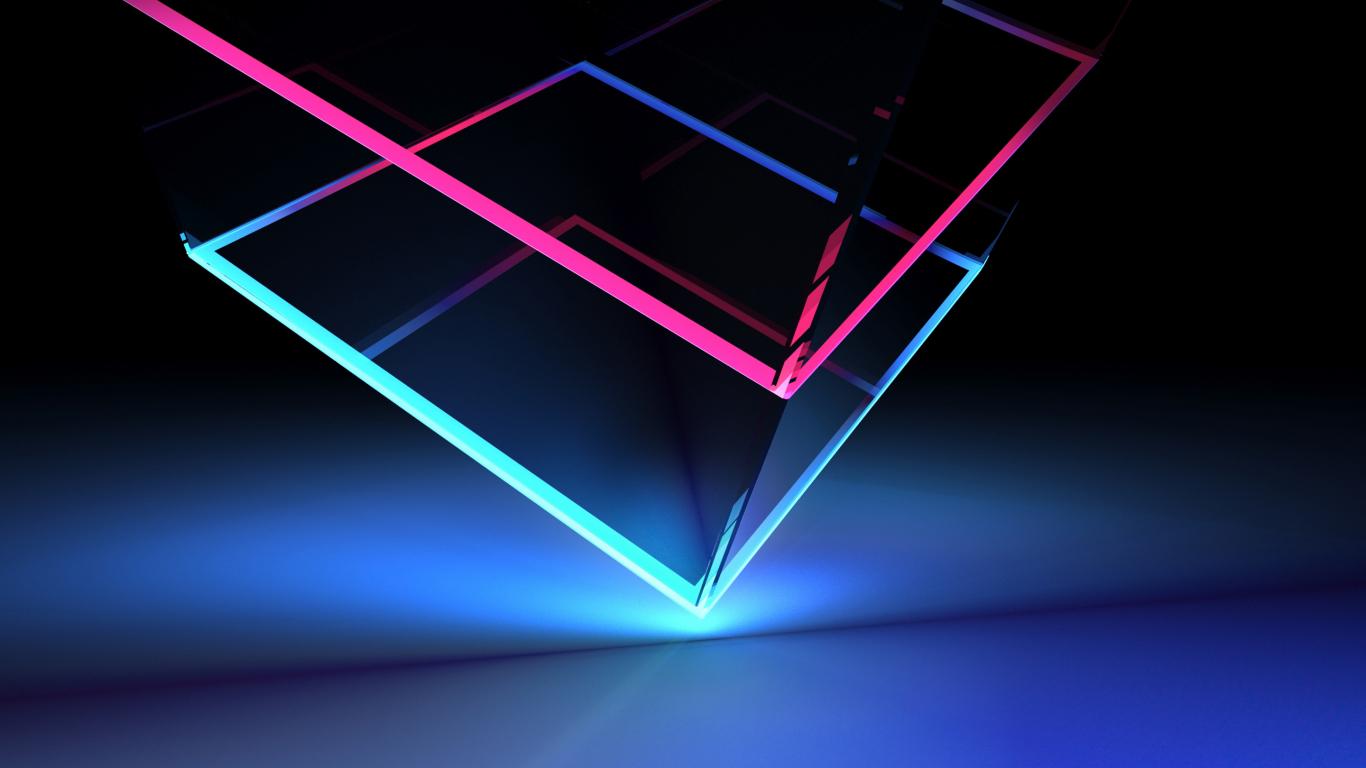 1366x768 Edge colorful glassy neon cubes wallpaper background
