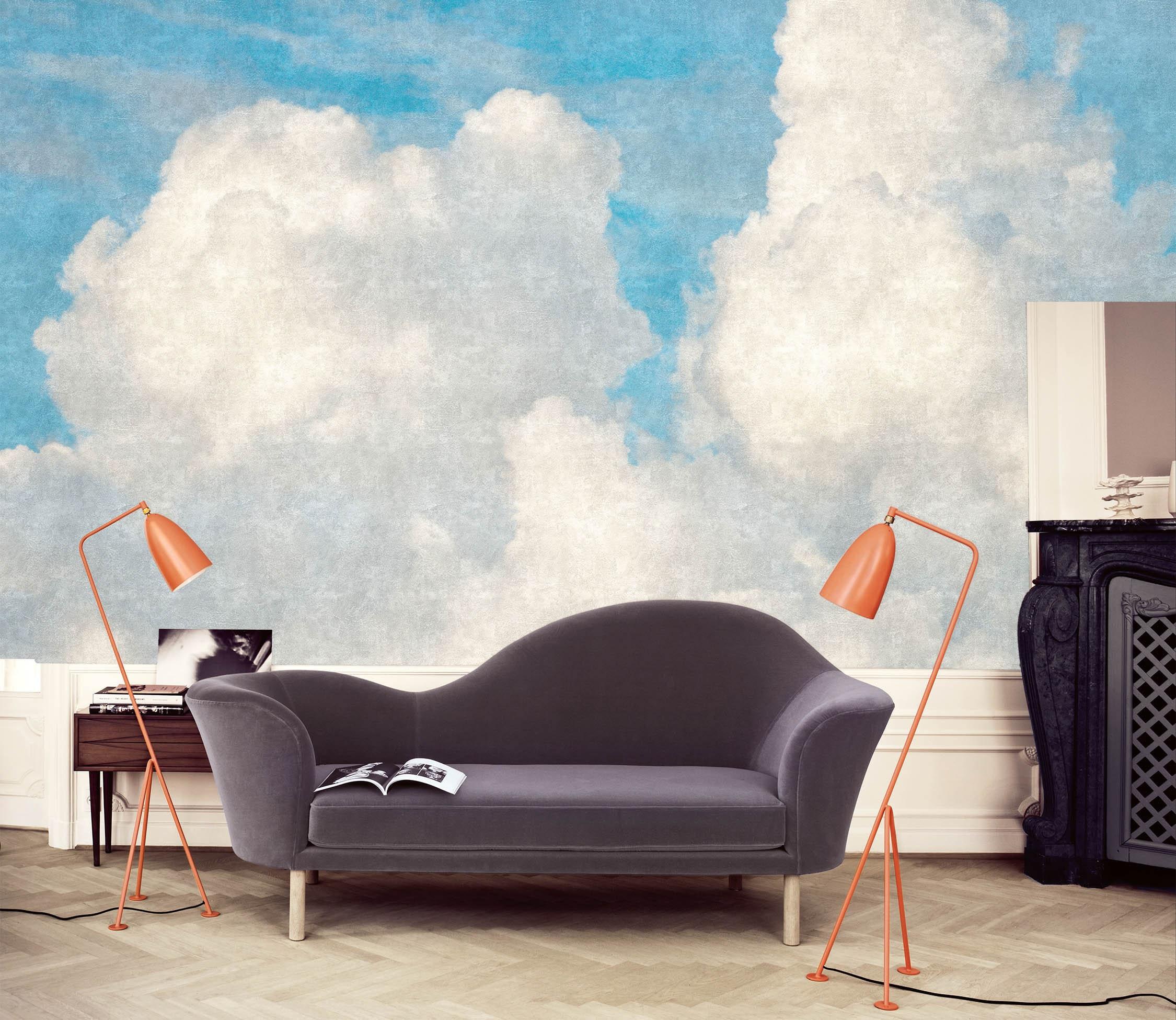 2250x1950 Light Blue Cloud Sky Wallpaper Ombre Ocean Mural Vintage