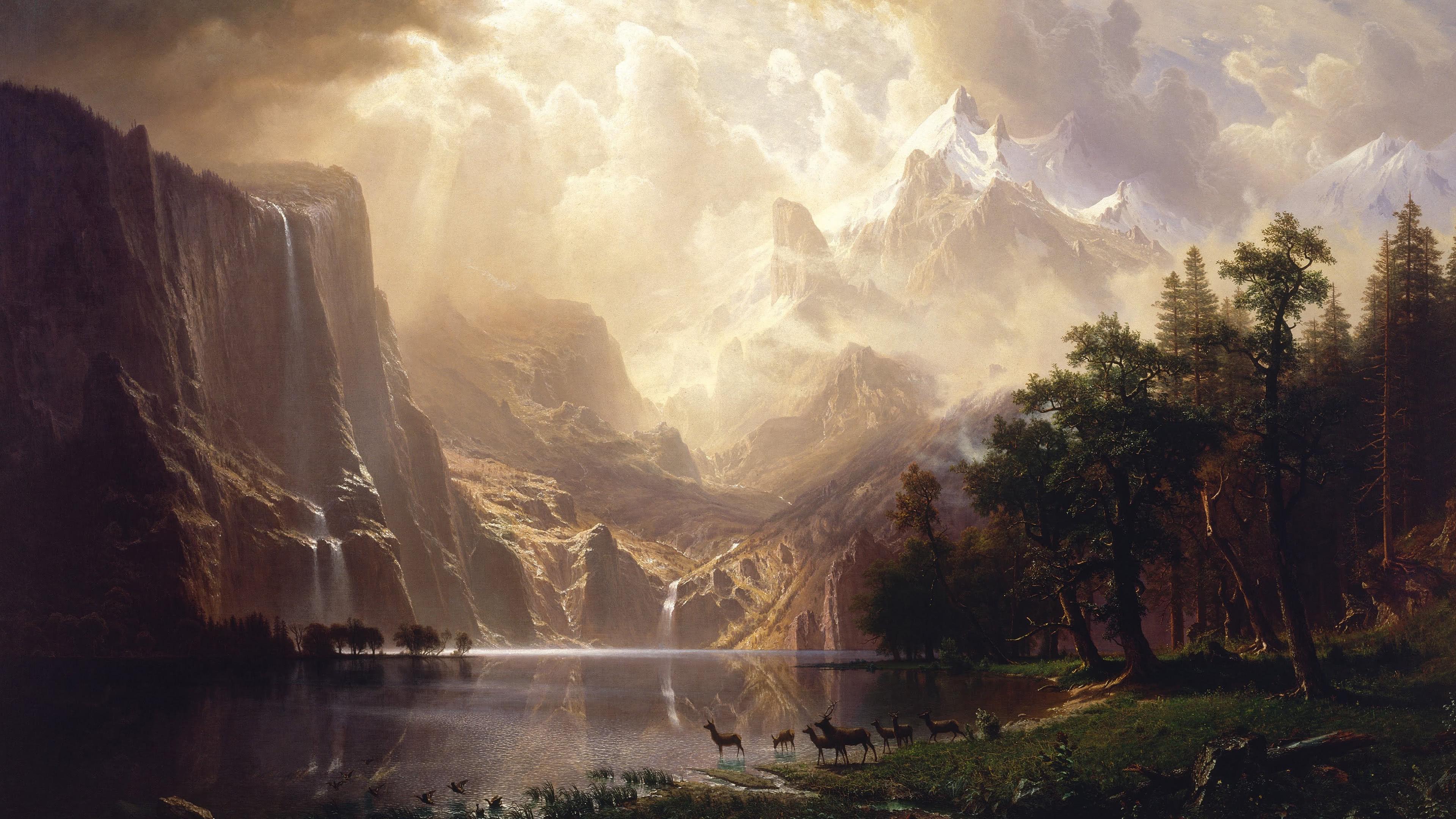 3840x2160 Among The Sierra Nevada Mountains California Oil Painting UHD 4K Wallpaper
