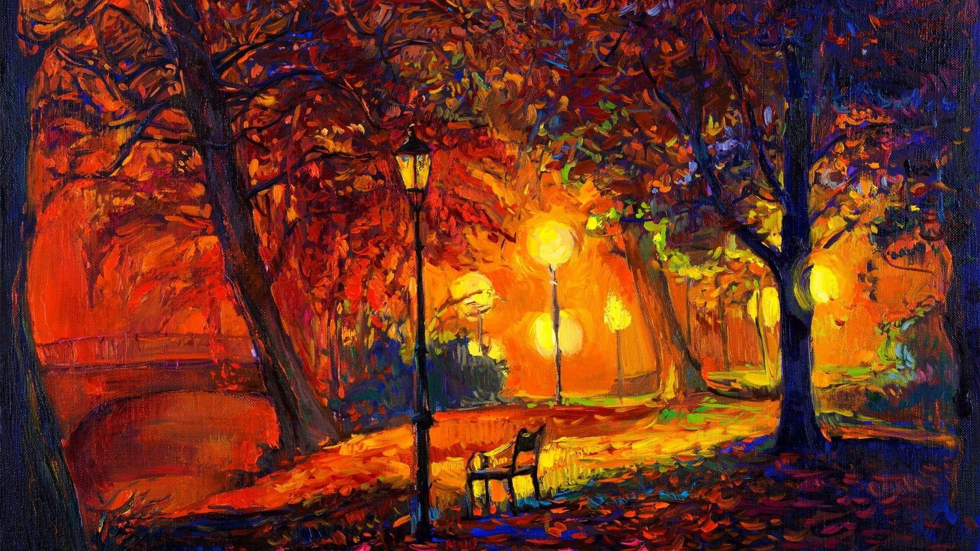 1920x1080 Park Painting Wallpaper, HD Park Painting Background