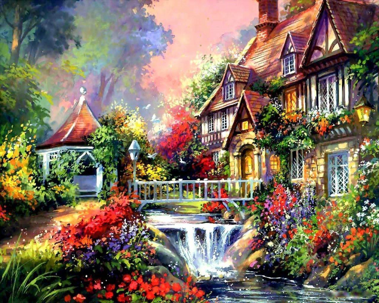 1280x1024 Flower House Wallpaper