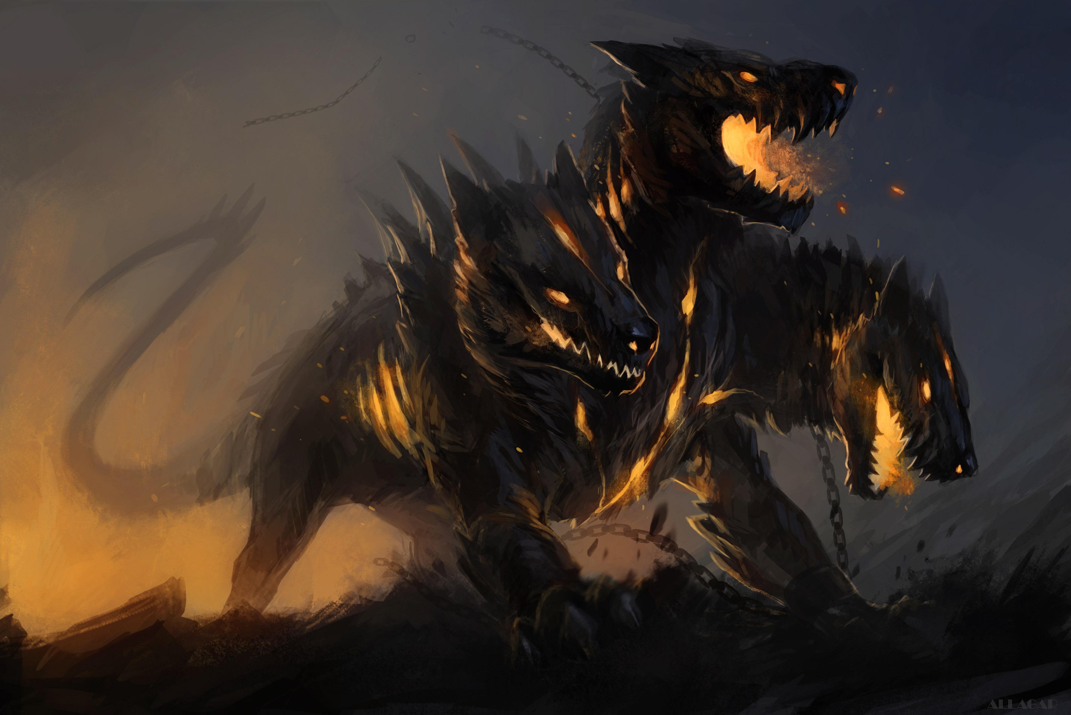 3579x2391 Fantasy Cerberus HD Wallpaper