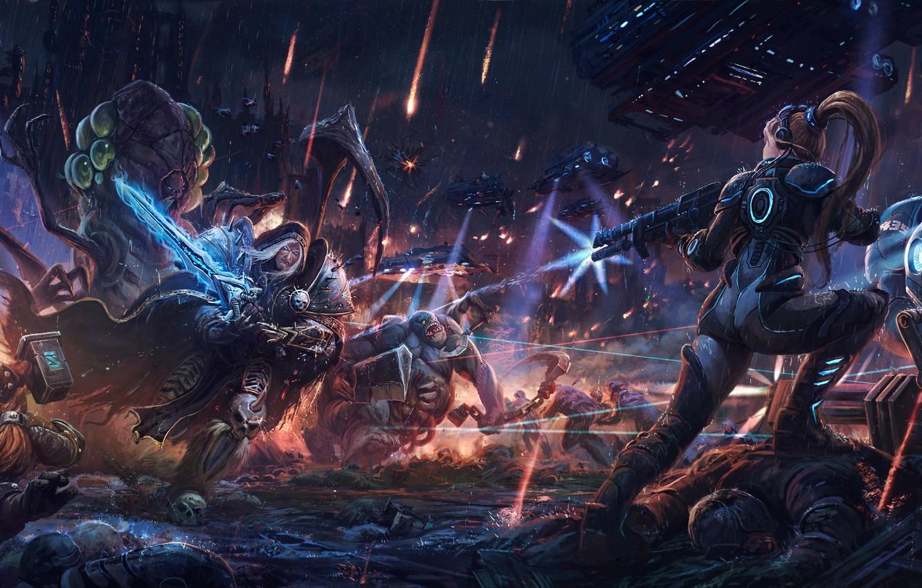 1332x850 Wallpaper starcraft, warcraft, arthas, viking, Heroes of the Storm, nova terra, Abathur, Stitches, Tychus more image for desktop, section игры