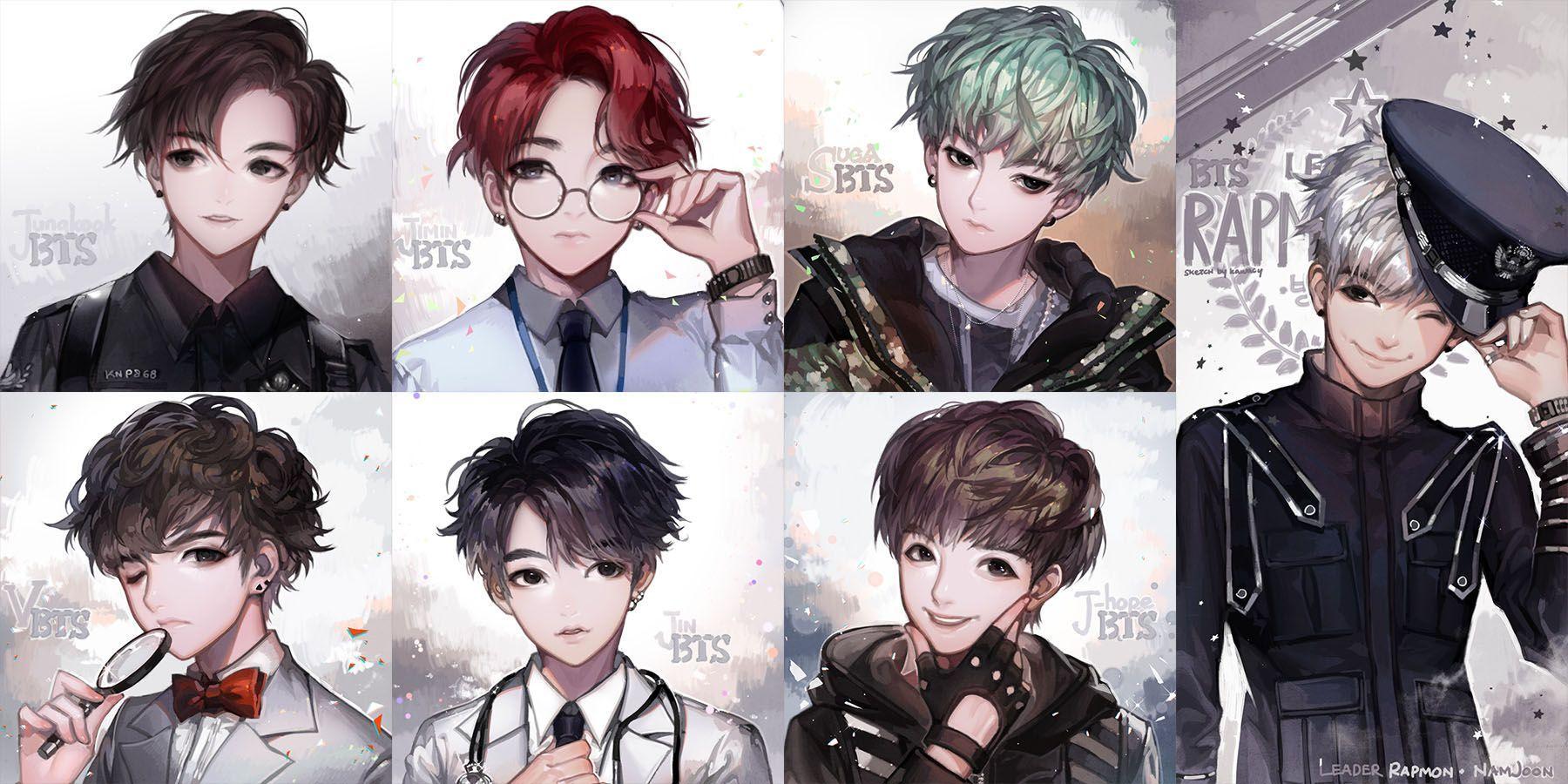 1800x900 Chibi BTS Desktop Wallpaper
