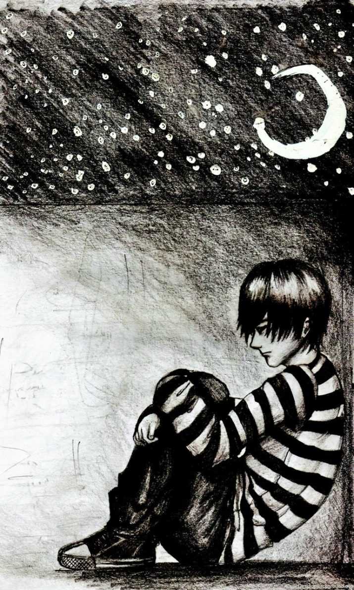 715x1192 Night Sad Alone Wallpaper