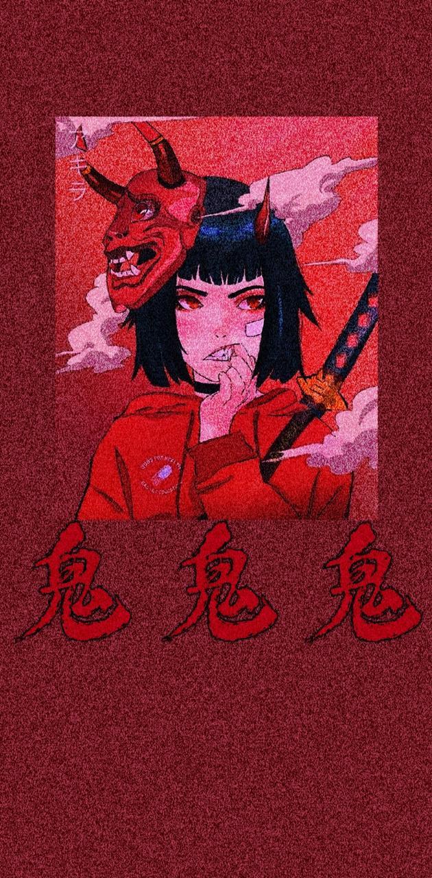 630x1280 oni girl wallpaper