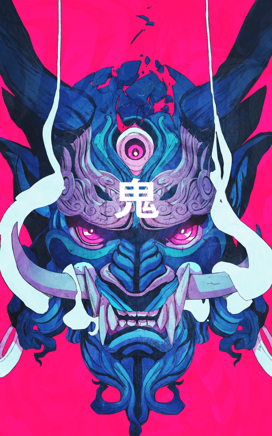 928x1485 Oni Mask Wallpaper Abstract For Tech