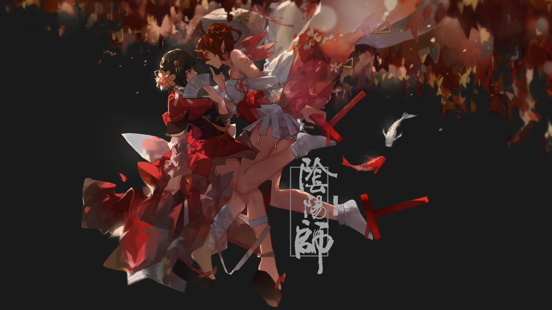 1920x1080 Anime Girls Anime Artwork Miv4t Onmyoji Japanese Clothes Oni Girl Wallpaper:1920x1080