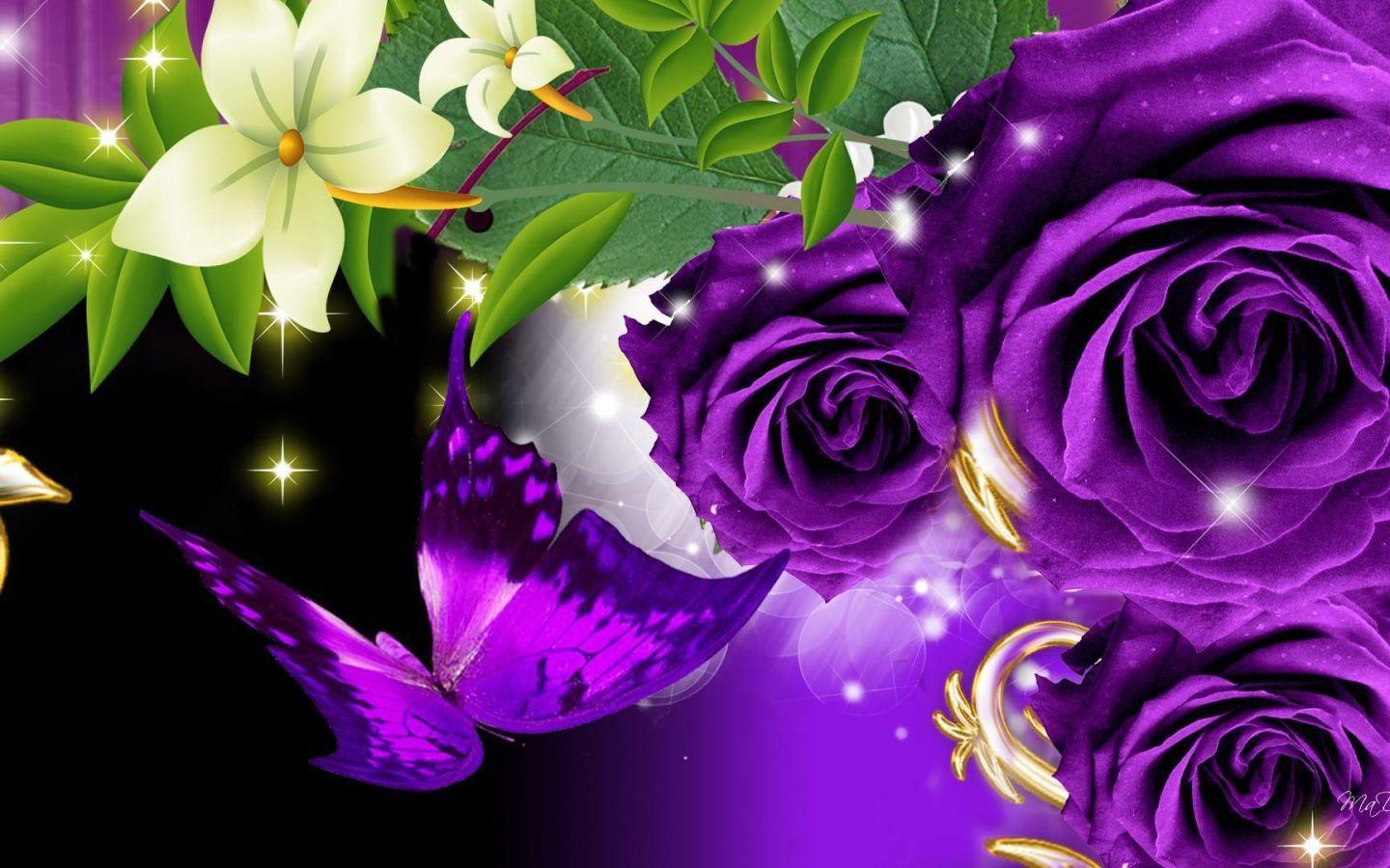 1440x900 Purple Butterfly 3D And Cg Abstract Wallpaper On. wallpaper
