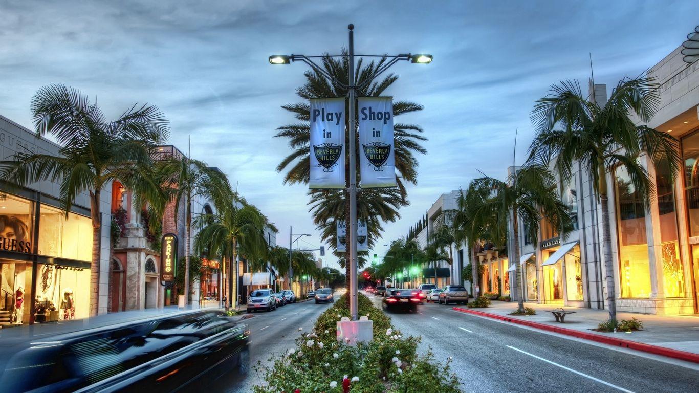 1366x768 Download wallpaper 1366x768 road, usa, los angeles, hollywood, shop, california, beverly hills tablet, laptop HD background