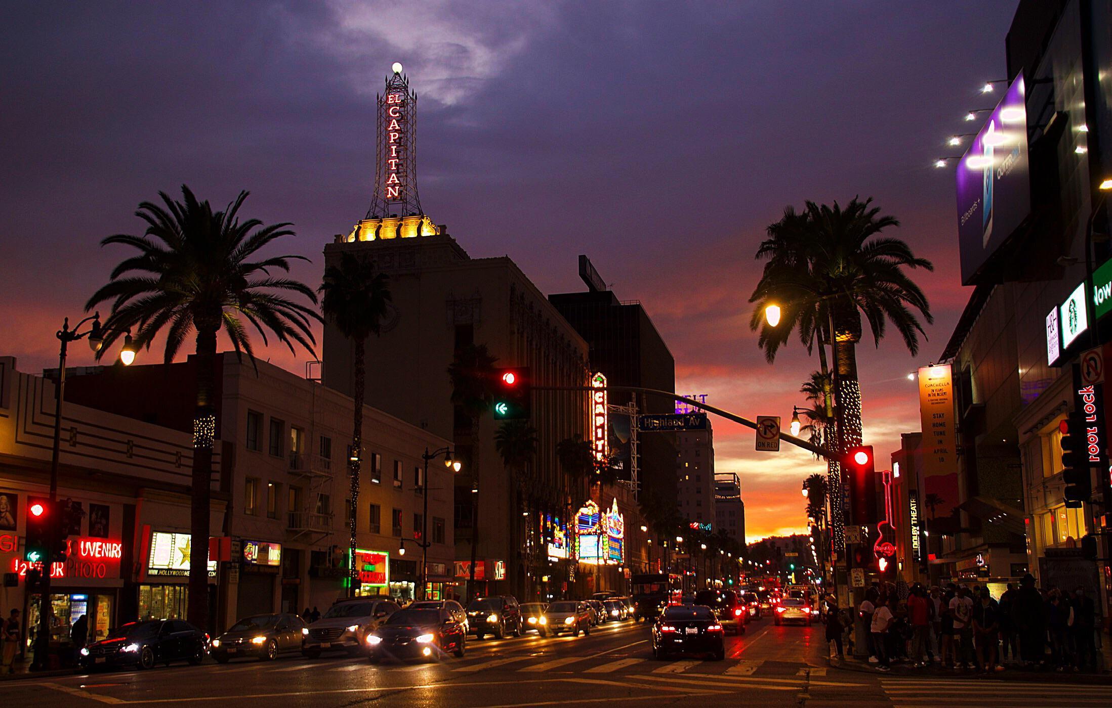2197x1400 Halloween sunset on Hollywood Blvd