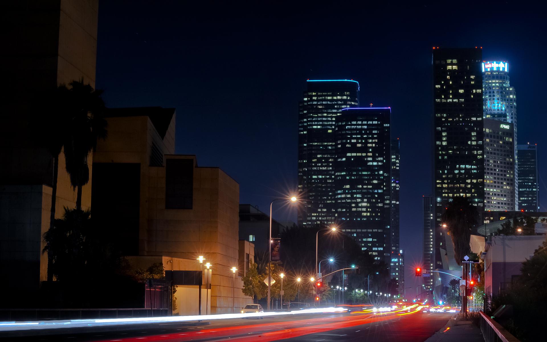 1920x1200 Los Angeles LA Buildings Skyscrapers Night Street wallpaperx1200