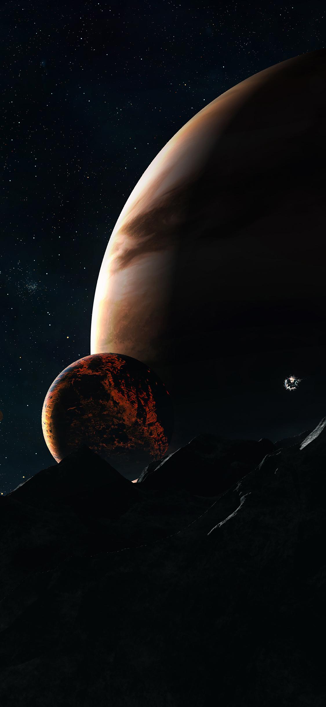 1125x2436 iPhone X wallpaper. dark blue space world sky planet nature art