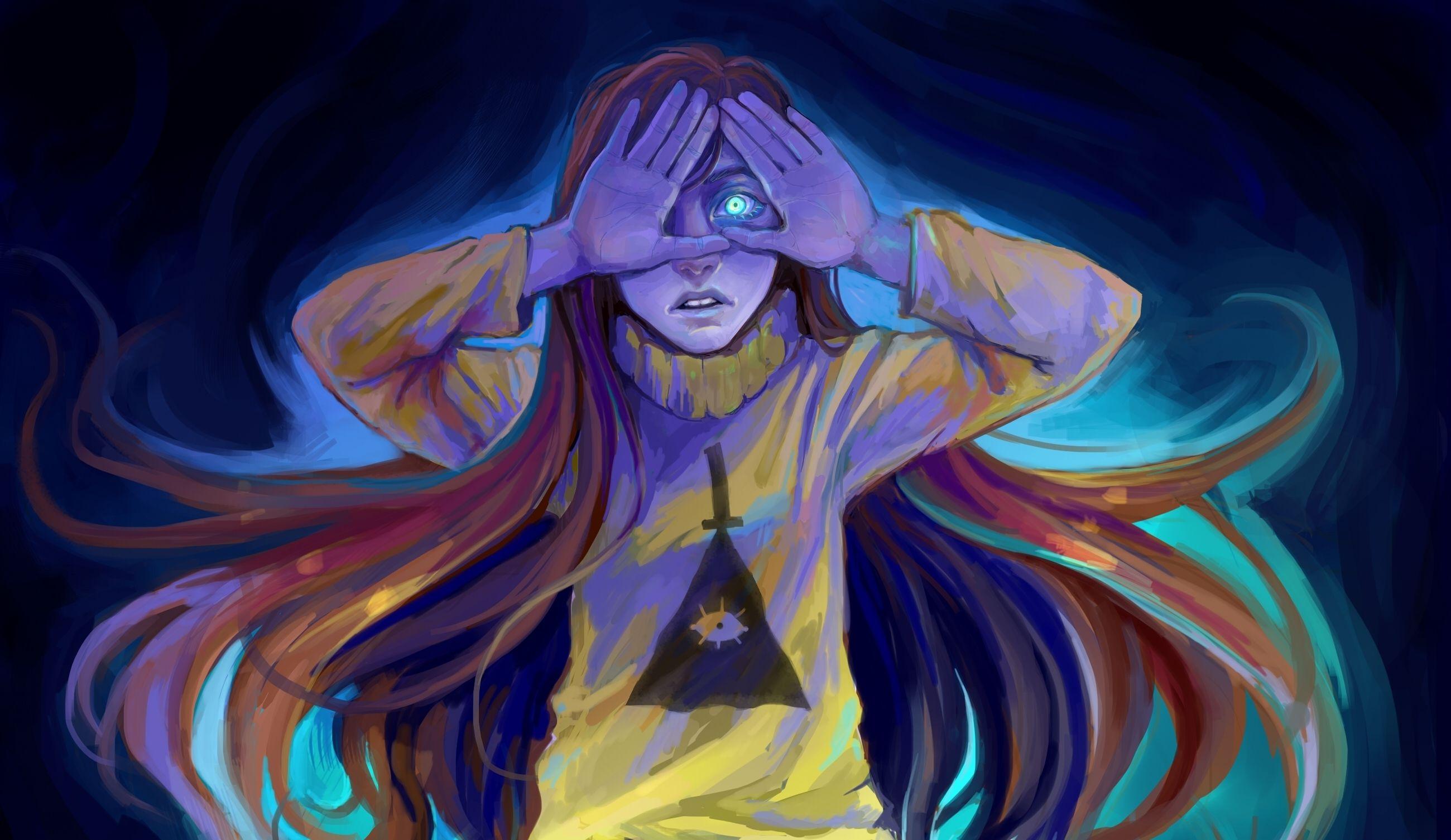 2600x1506 Download 2600x1506 Fantasy Girl, Shiny Eye, Illuminati, Triangle