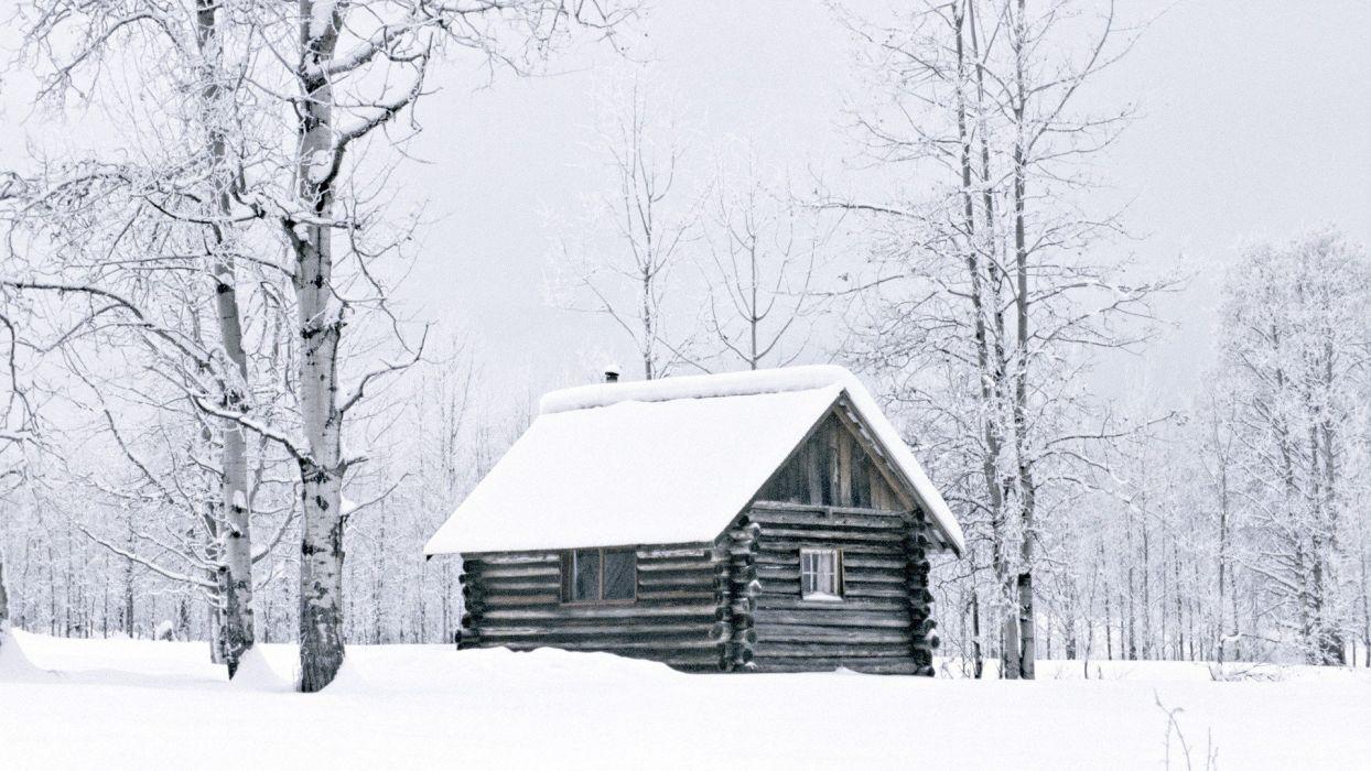 1244x700 Winter snow woods British Columbia cabin logs wallpaperx1080