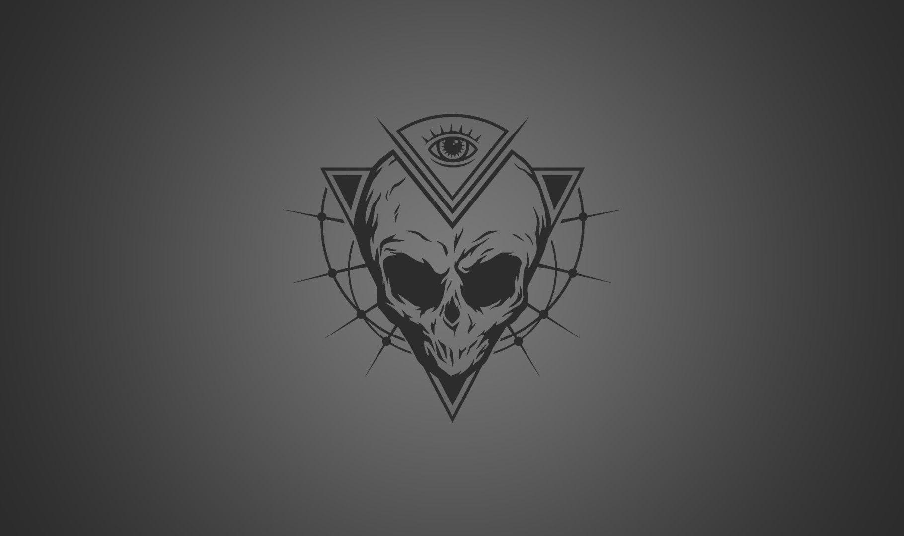 1820x1080 eyes skull triangle simple background the all seeing eye aliens