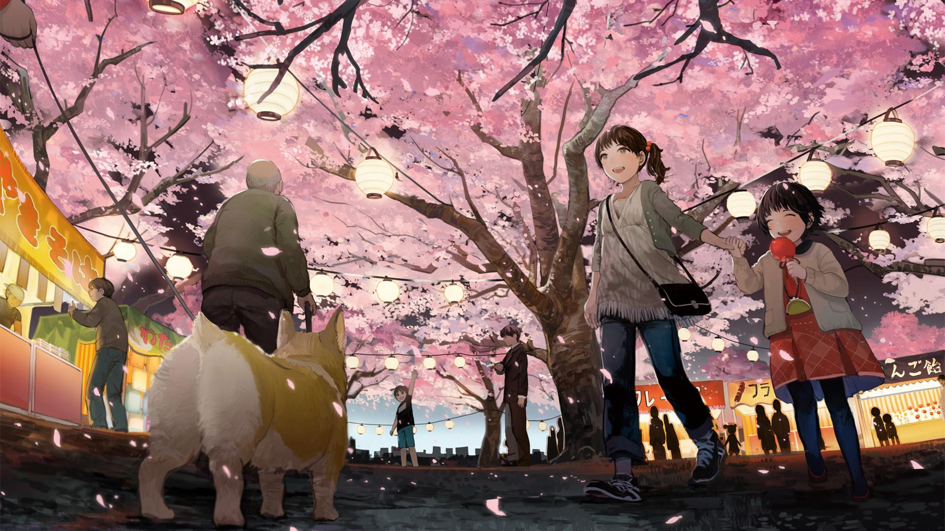 1920x1080 Download Free Anime Cherry Blossom Background