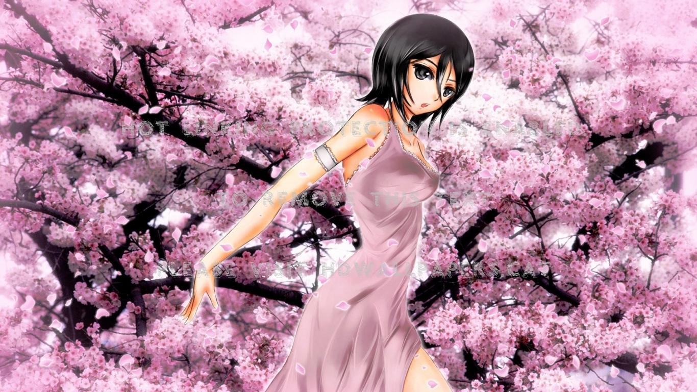 1366x768 sakura blossom anime girl