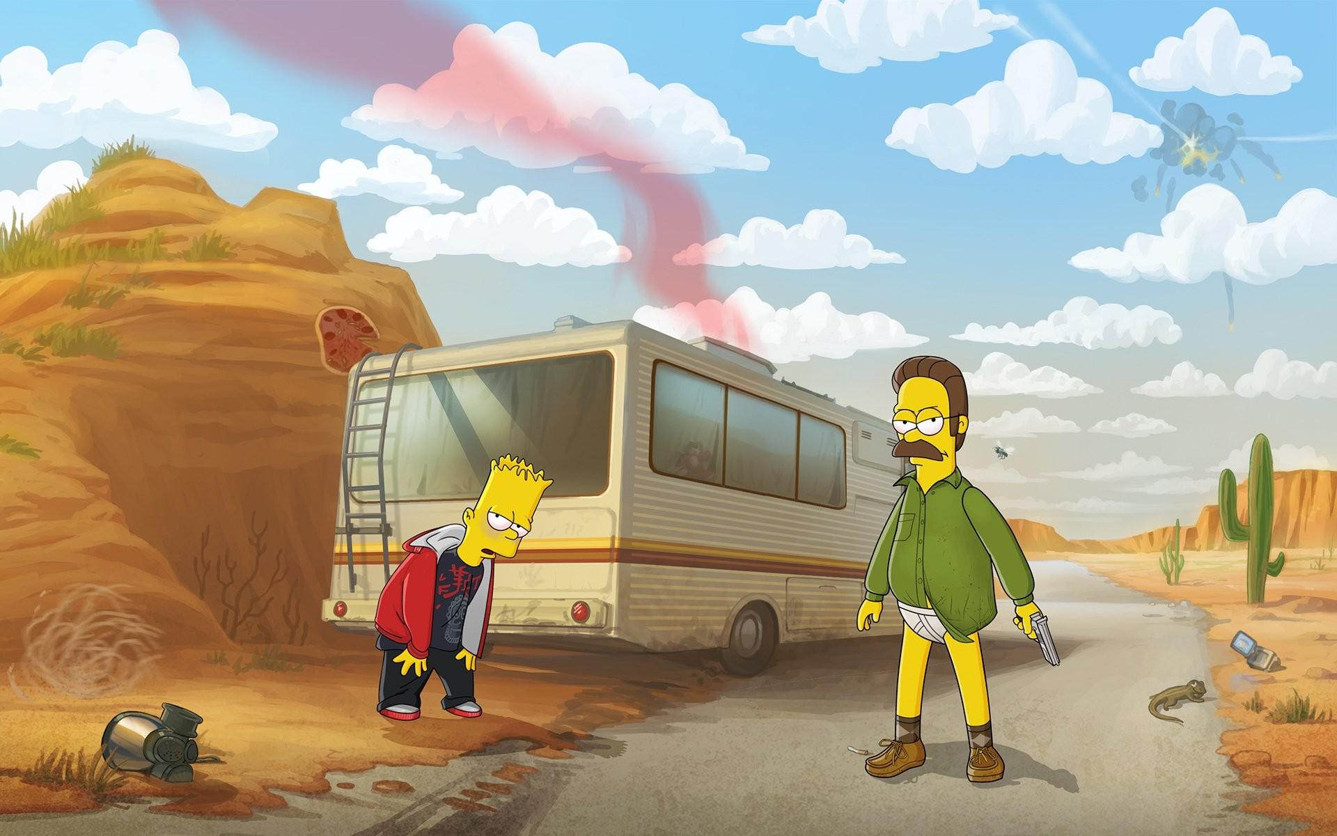 1920x1200 The Simpsons, Breaking Bad, Humor, Ned Flanders, Bart Simpson, Crossover, RV Wallpaper HD / Desktop and Mobile Background