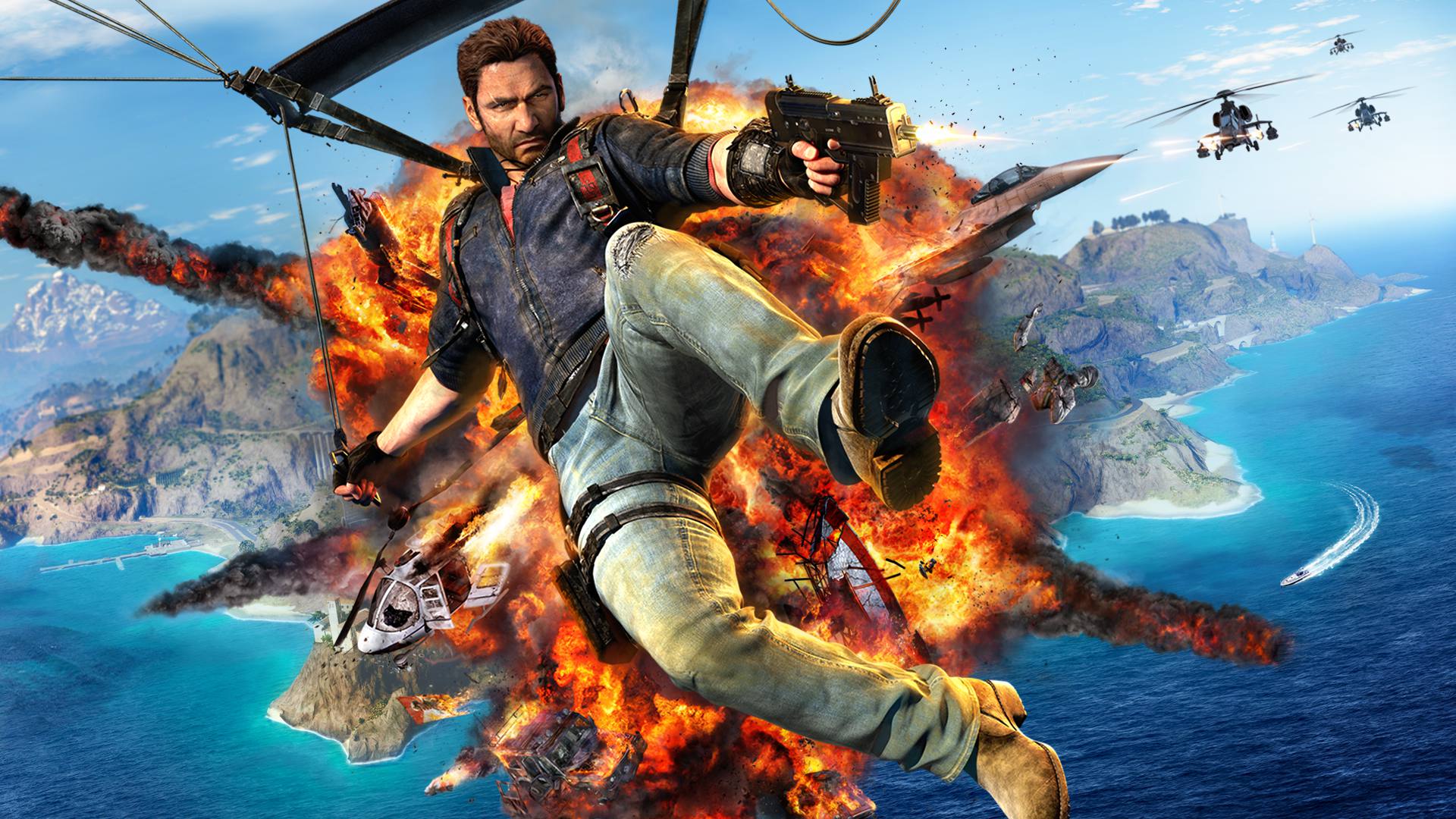 1920x1080 Just Cause 3 Video Games Explosion Rico Rodriguez Wallpaper:1920x1080