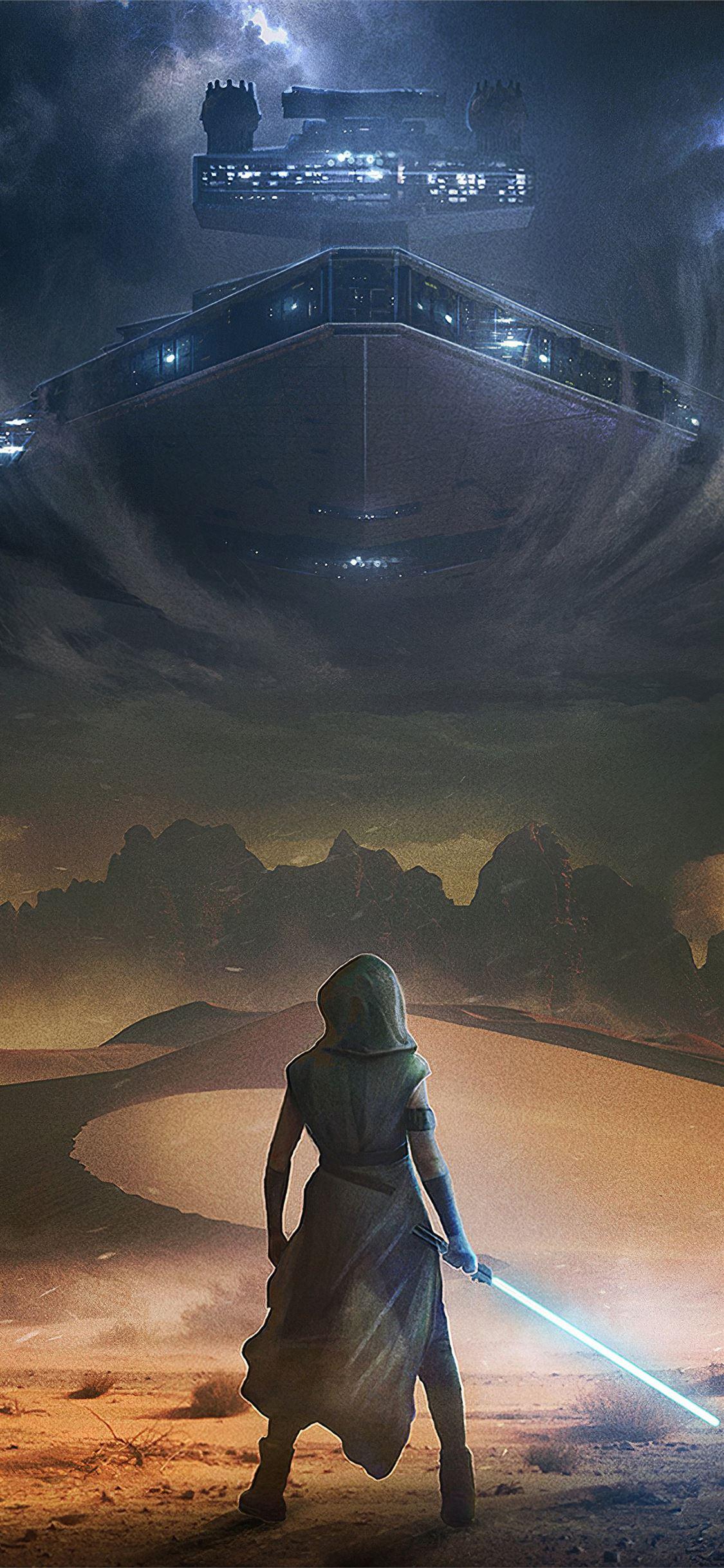 1125x2436 rey with lightsaber iPhone 11 Wallpaper Free Download